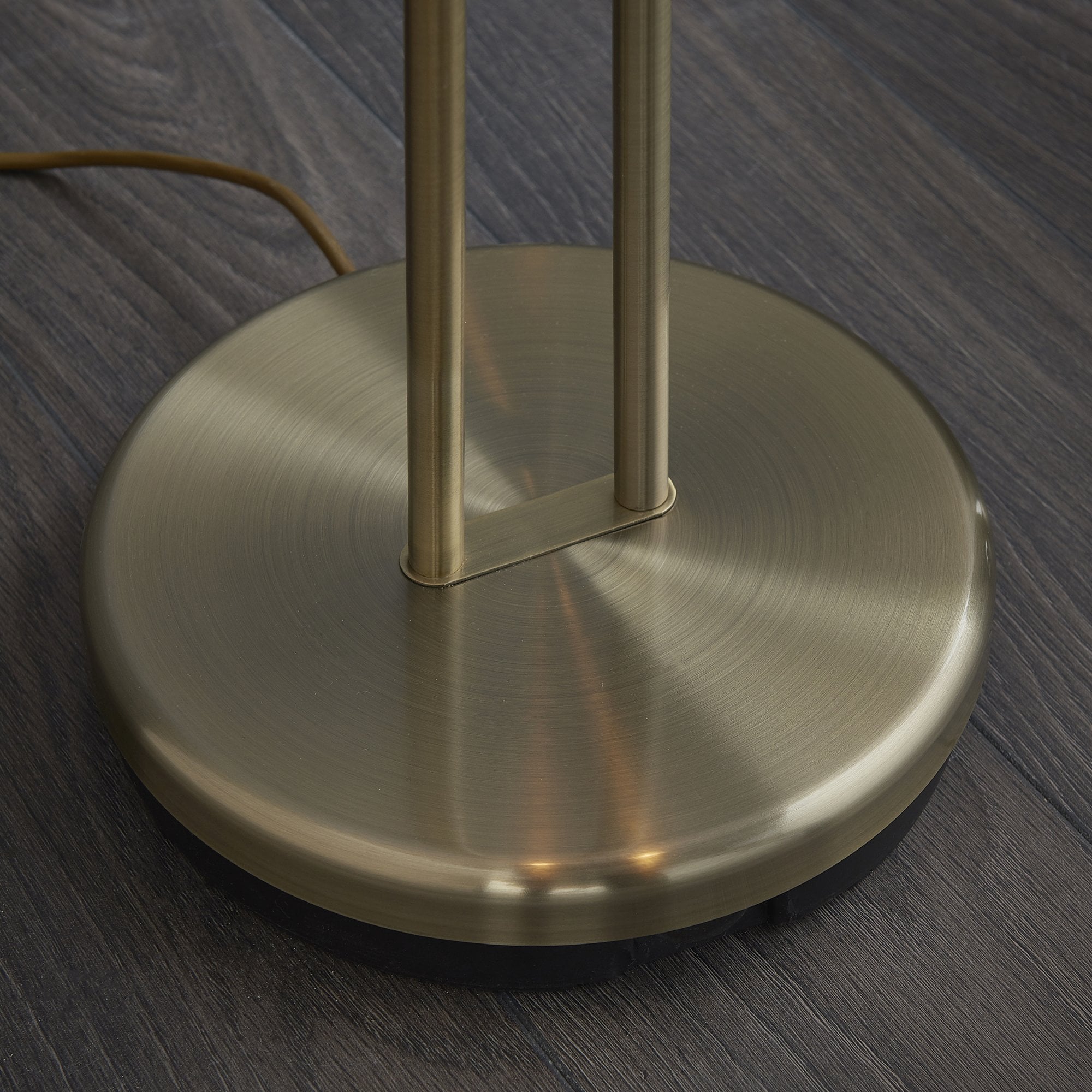 Endon Rome Single Light Floor Lamp - Antique Brass Plate & Opal Glass