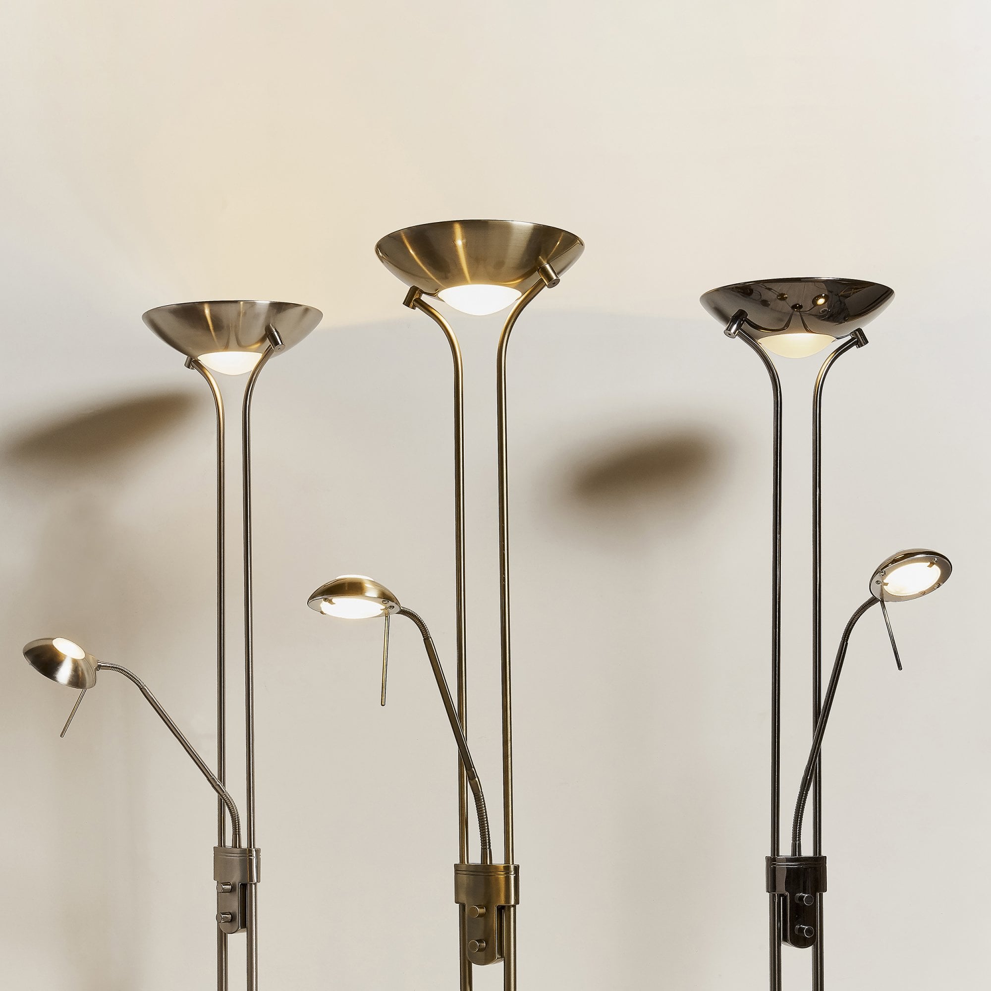 Endon Rome Single Light Floor Lamp - Antique Brass Plate & Opal Glass