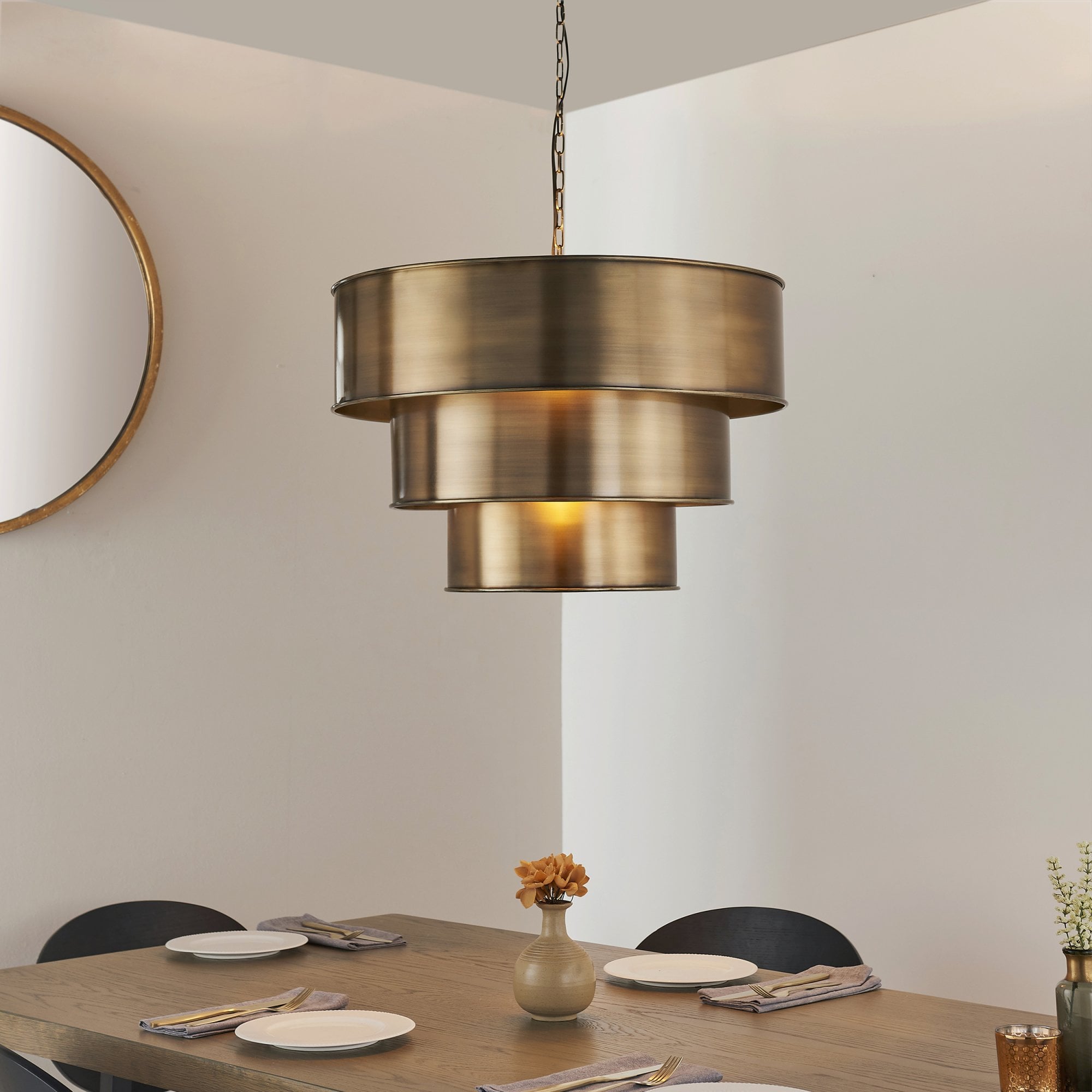 Endon Morad Single Light Pendant  - Aged Brass Plate
