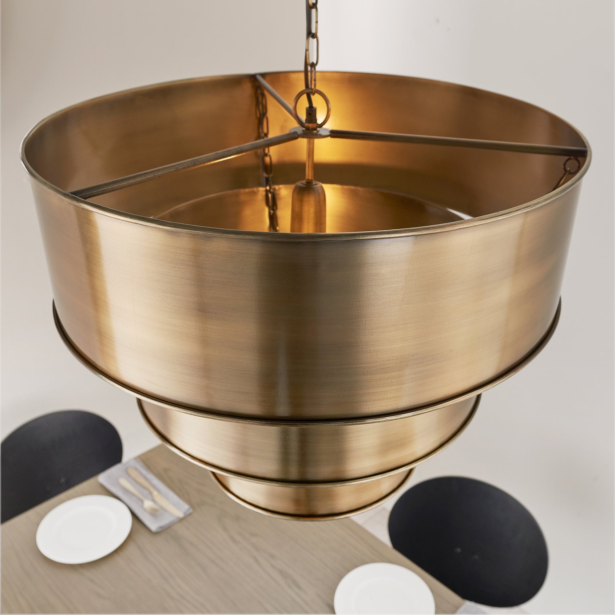 Endon Morad Single Light Pendant  - Aged Brass Plate