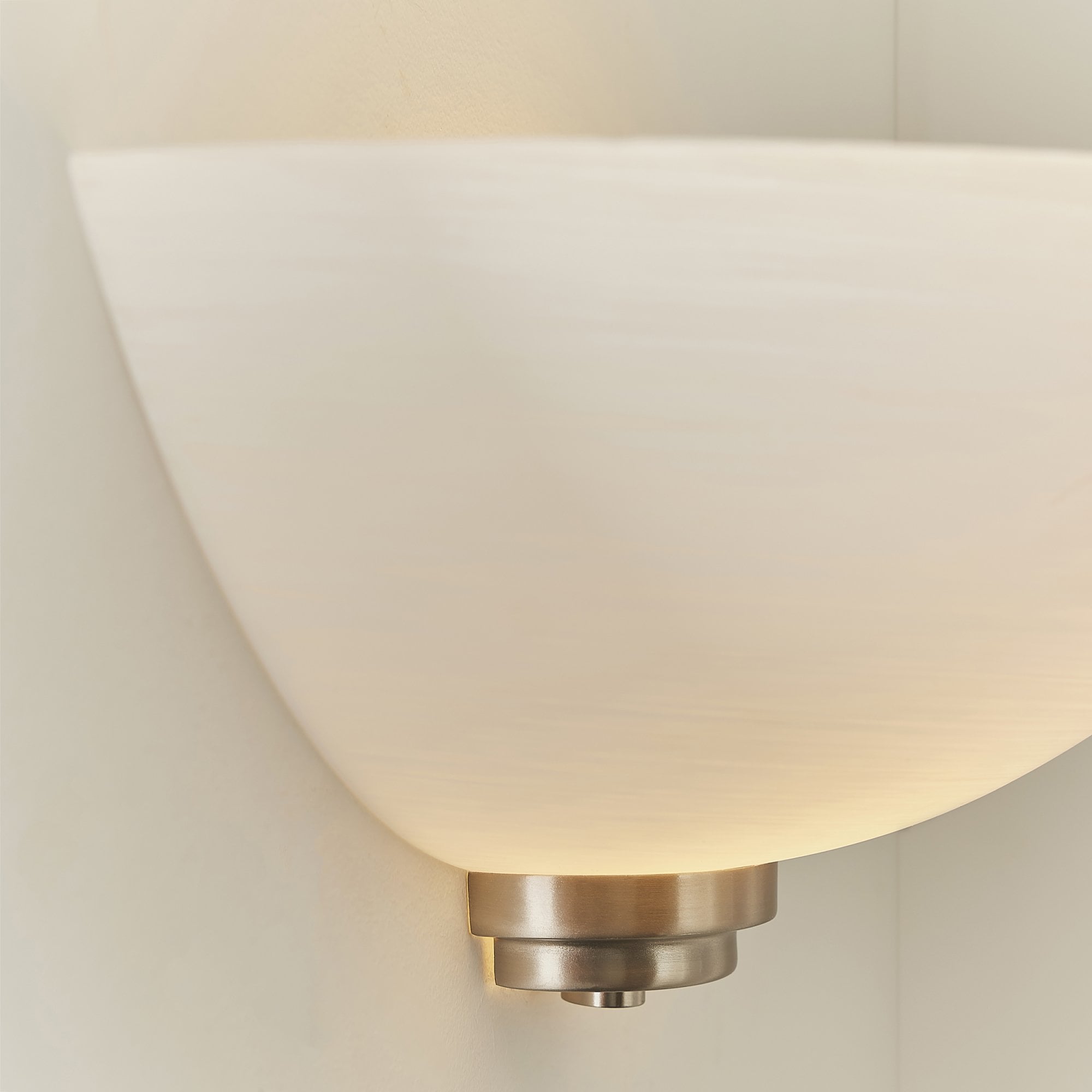 Endon Welles Single Light Wall Light - Satin Chrome Plate & White Glass