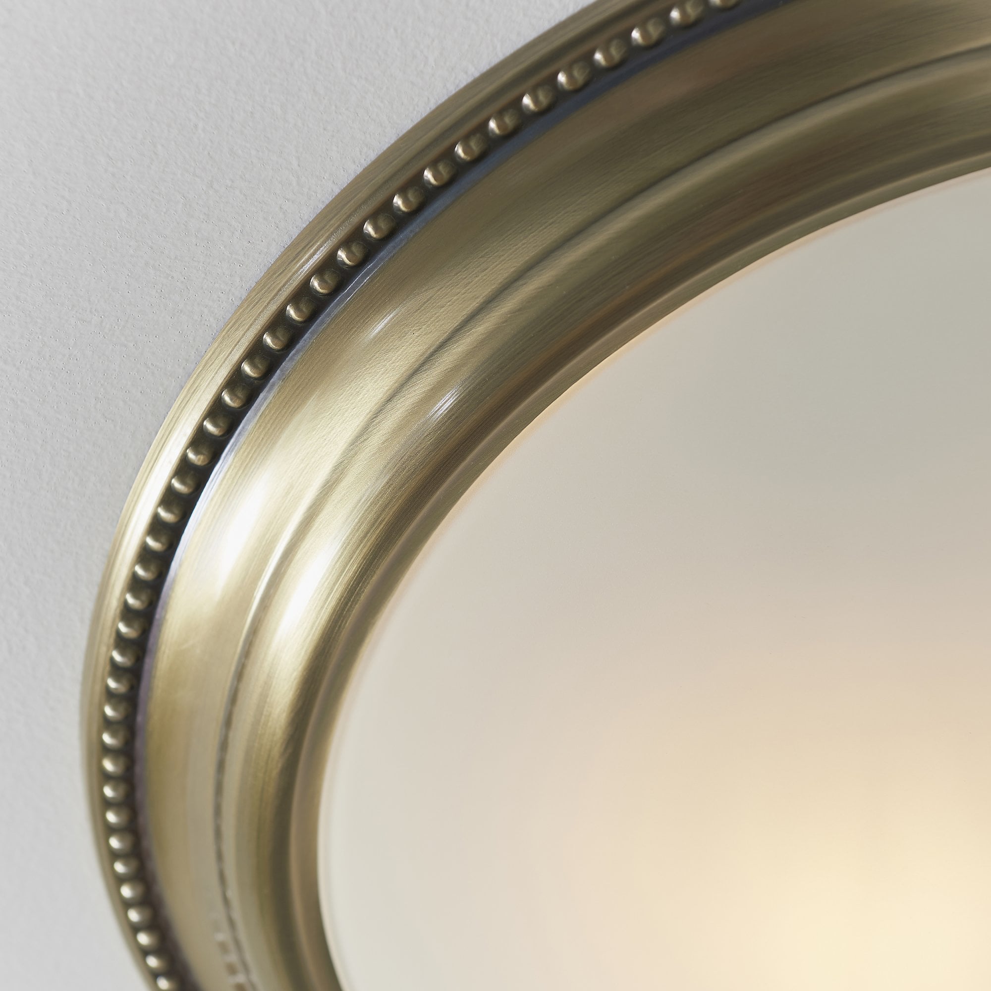 Endon Atlas 2 Light Flush Fitting - Antique Brass Plate & Frosted Glass