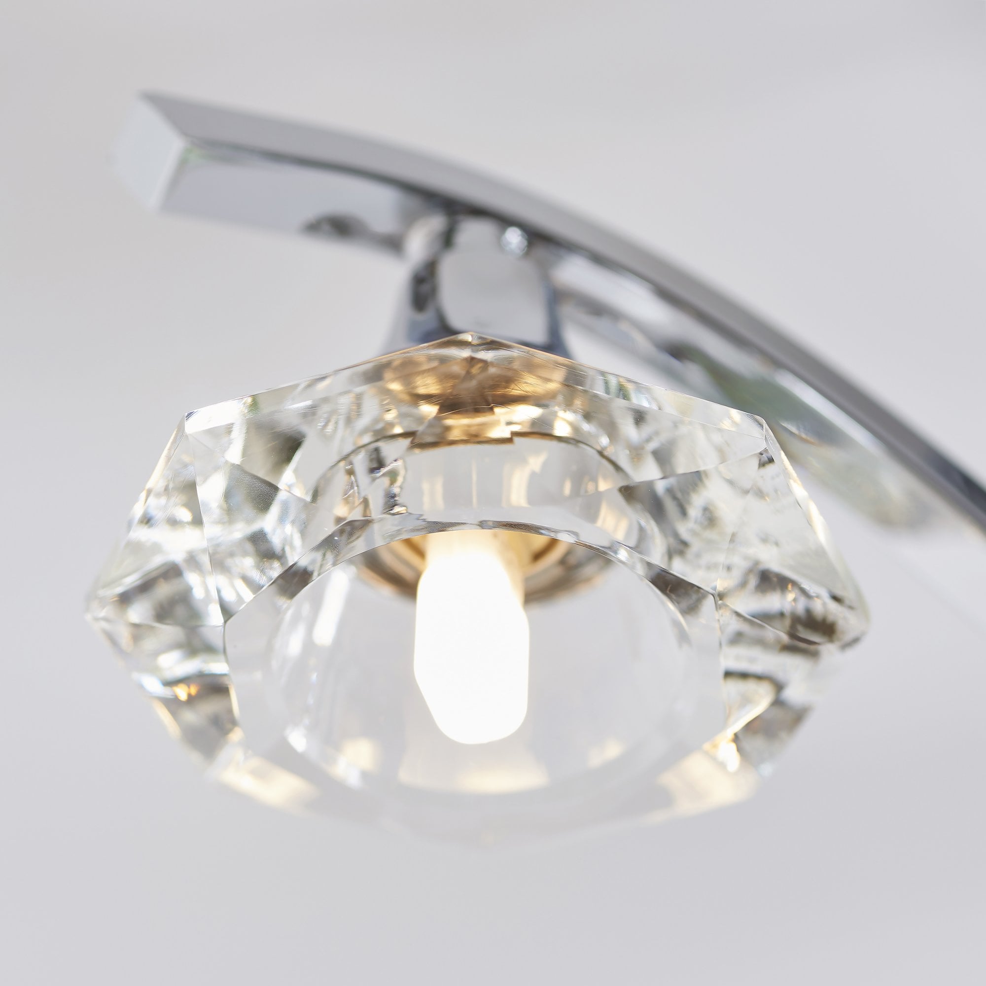 Endon Langella 3 Light Semi Flush Fitting - Chrome Plate & Clear Crystal