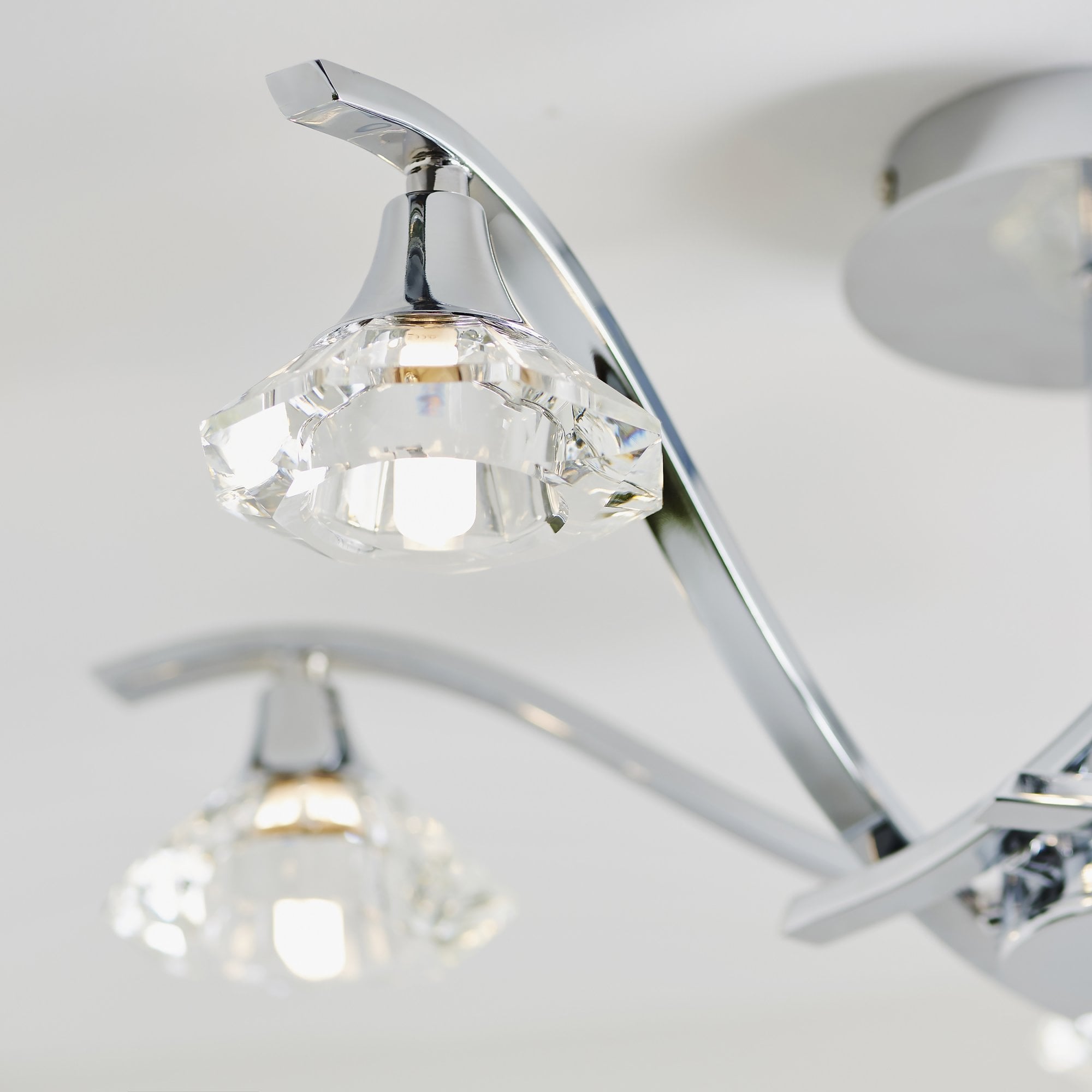 Endon Langella 5 Light Semi Flush Fitting - Chrome Plate & Clear Crystal