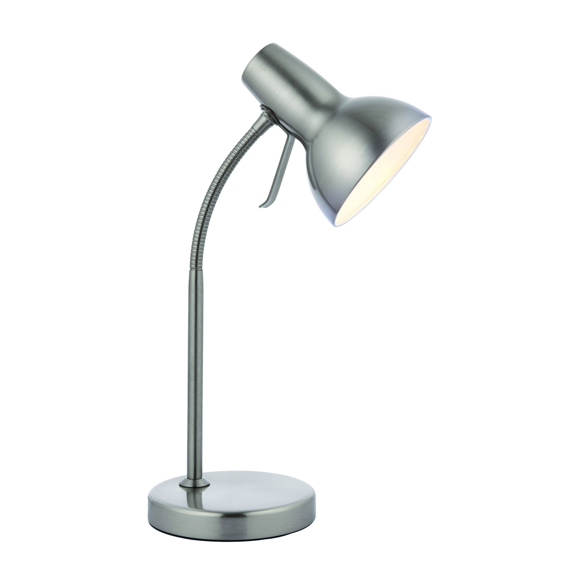 Endon Amalfi Single Light USB Table Lamp - Satin Nickel Plate & Gloss White