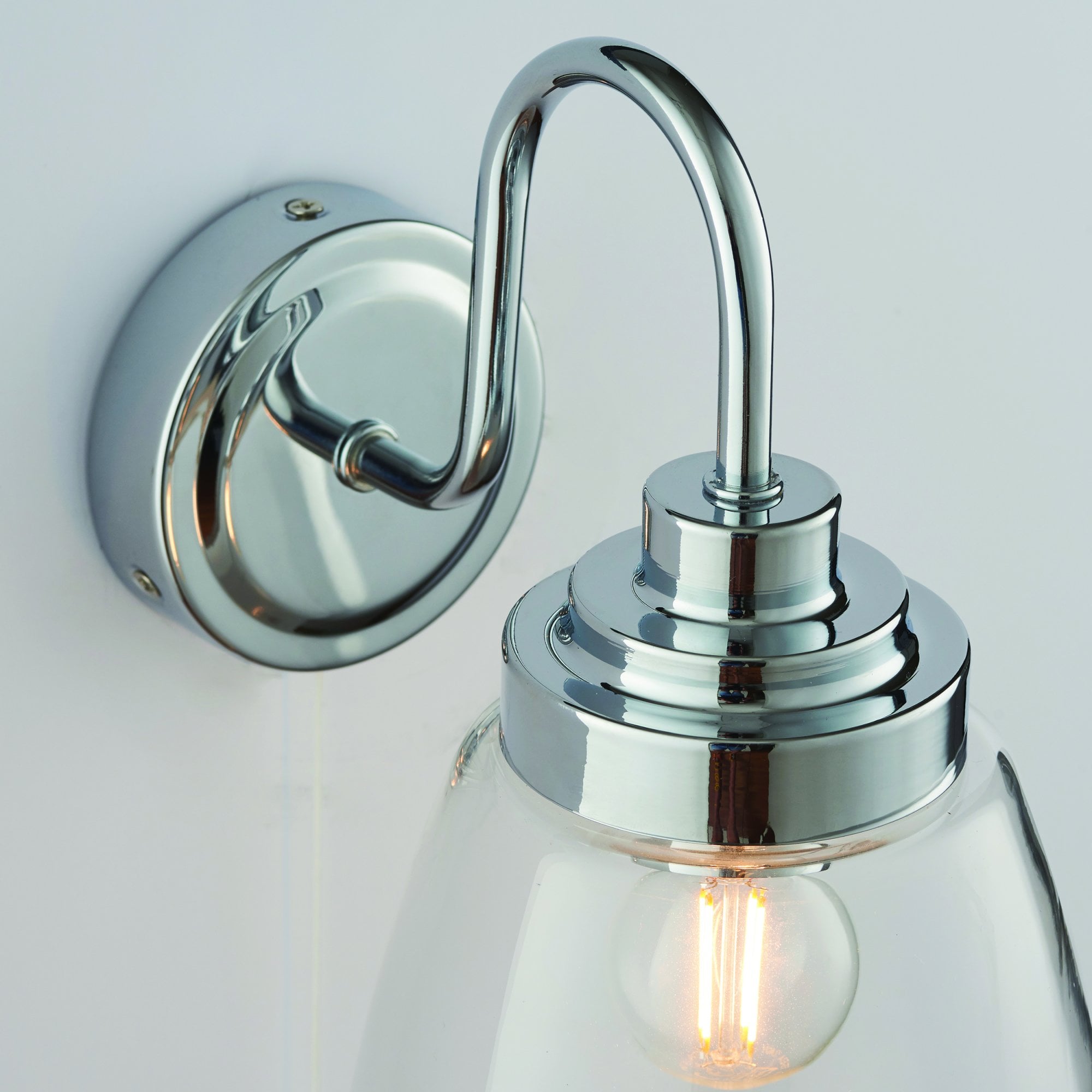 Endon Ashbury Single Light Wall Light - Clear Glass & Chrome Plate