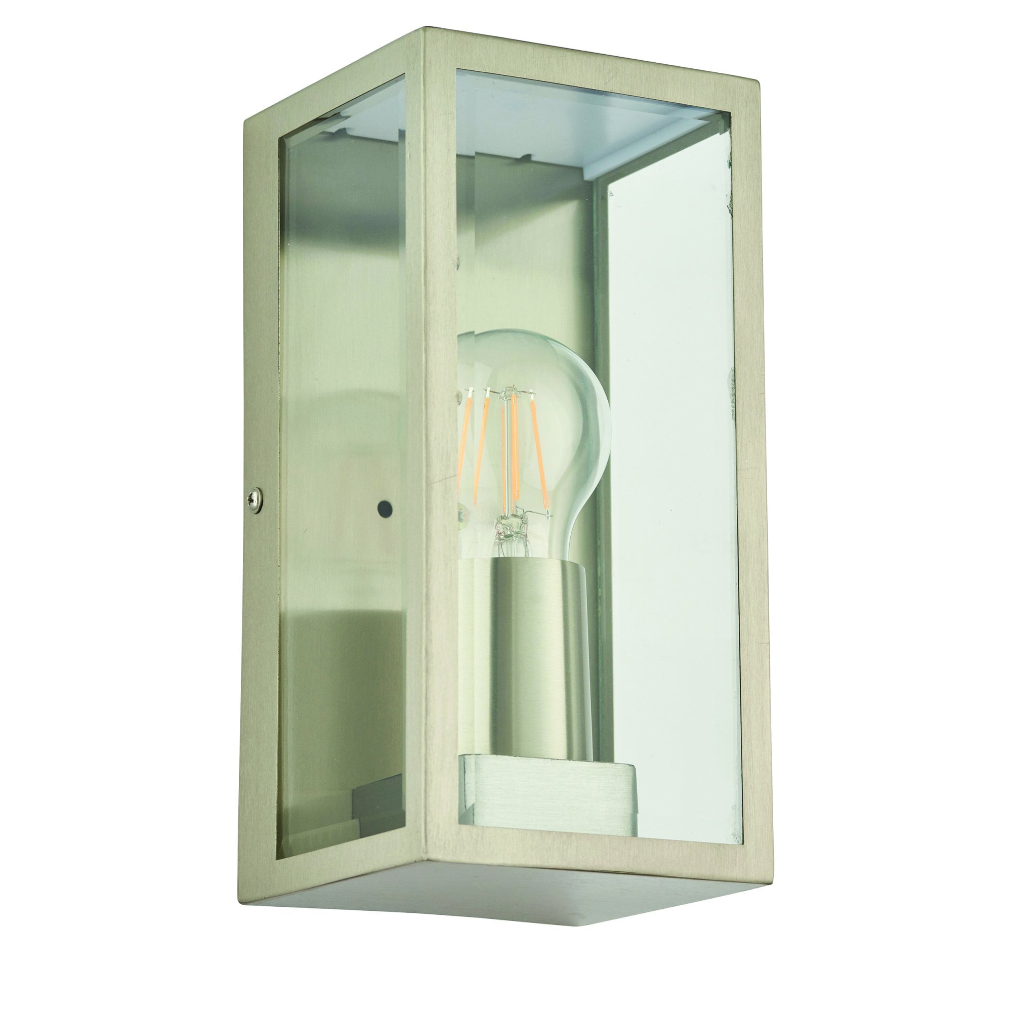 Endon Oxford Single Light Wall Fitting - Brushed Stainless Steel & Clear Glass