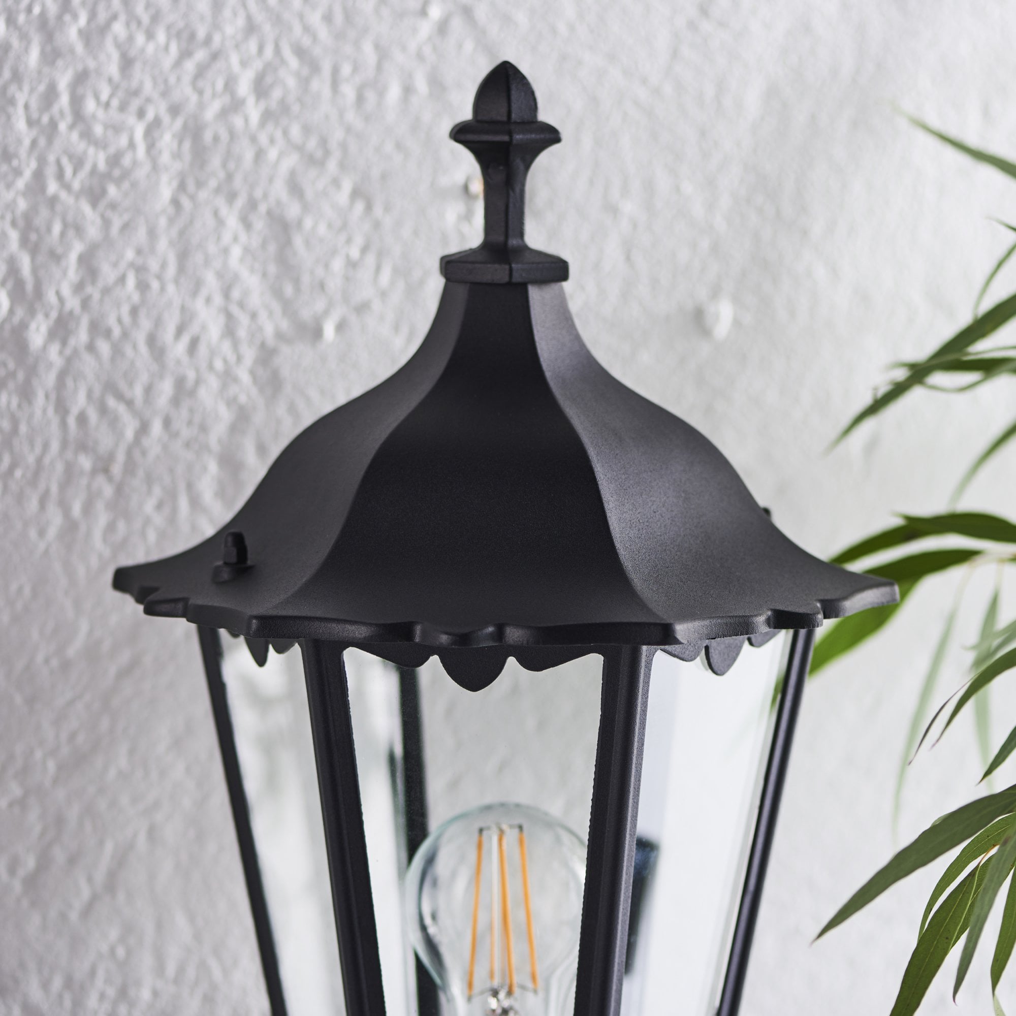 Endon Burford Single Light Wall Light with PIR - Matt Black & Clear Glass