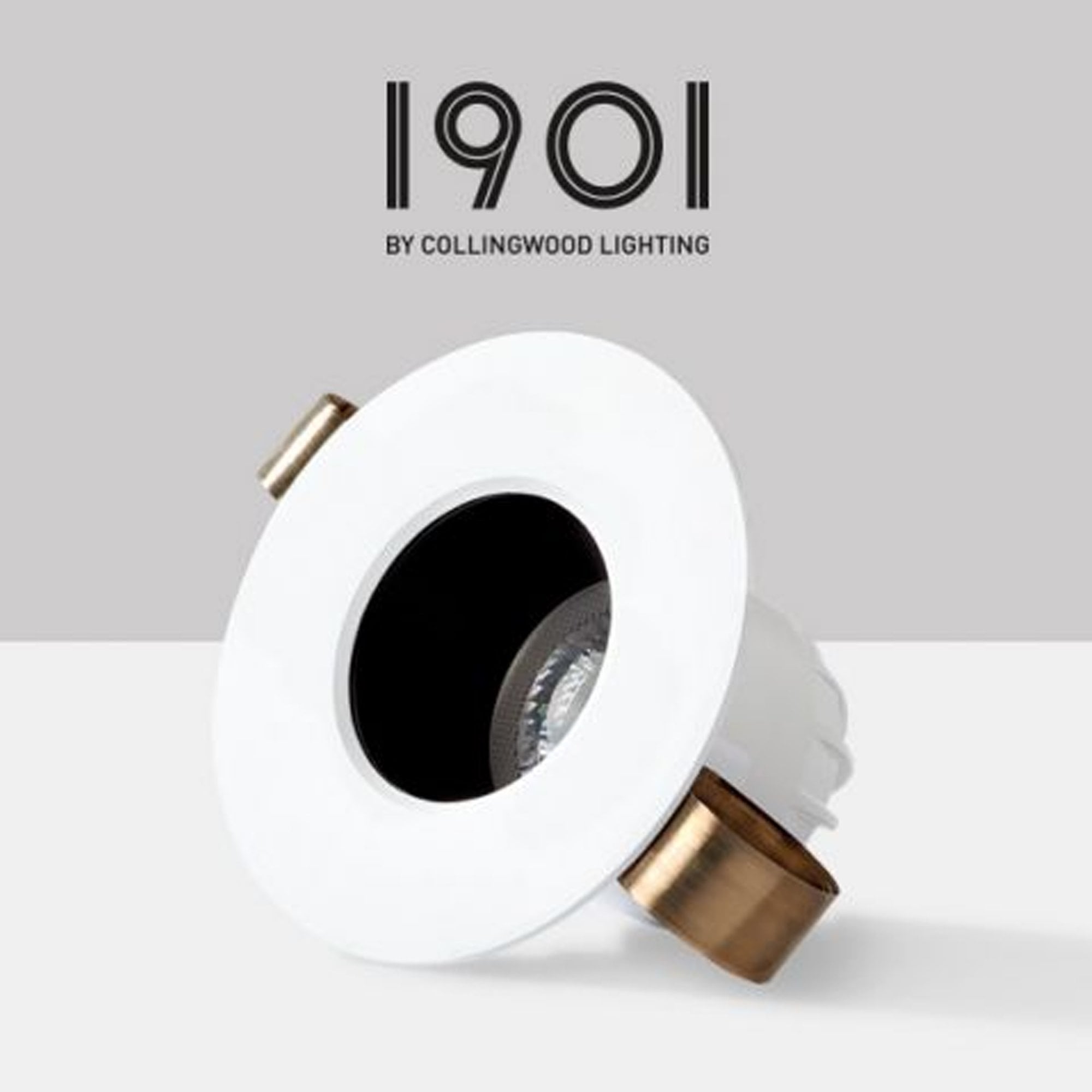 Collingwood 1901 Fixed Round Downlight - White Housing/Black Baffle (Fire-Rated)