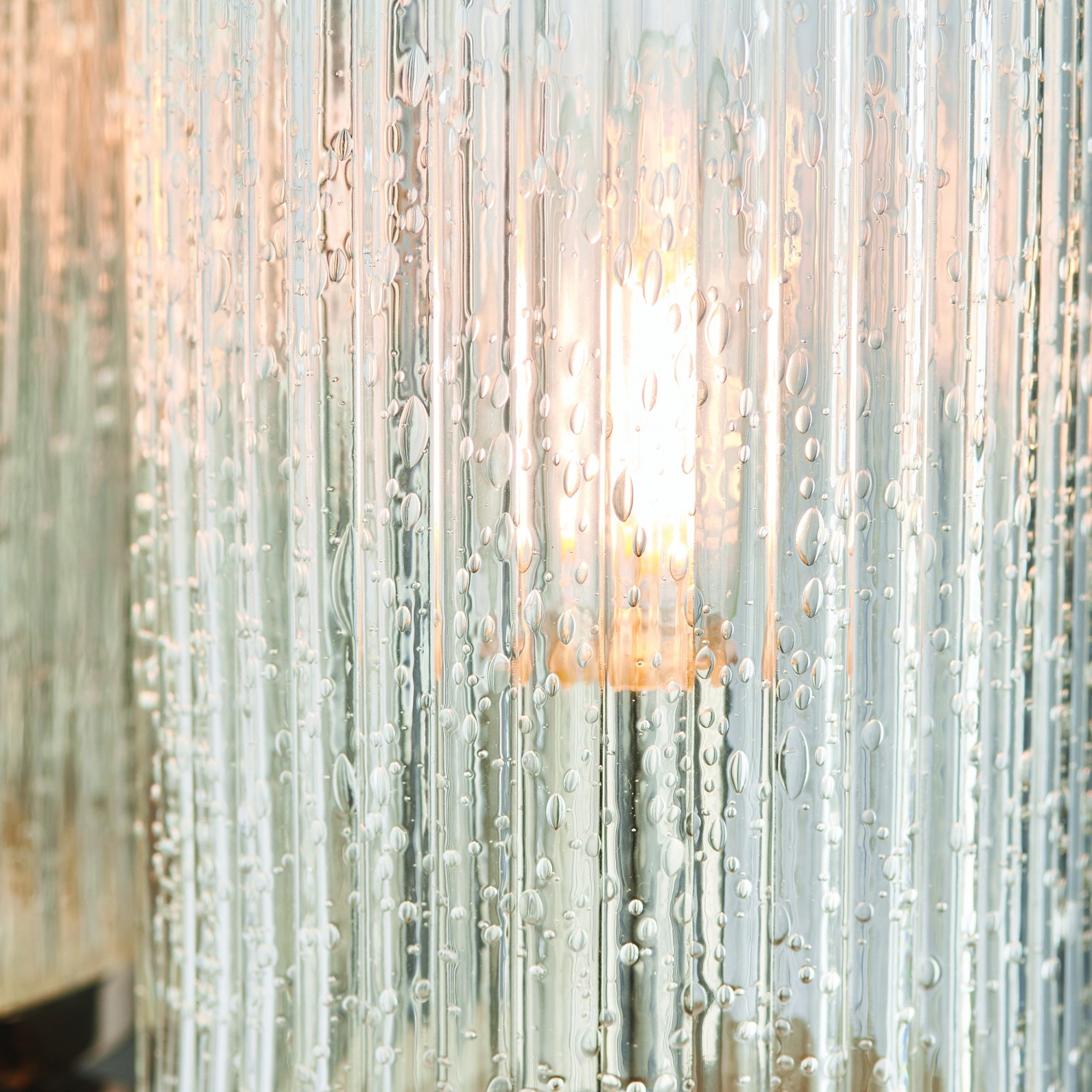 Endon Easton Single Linear Light Wall Light - Bright Nickel Plate & Ribbed Bubble Glass