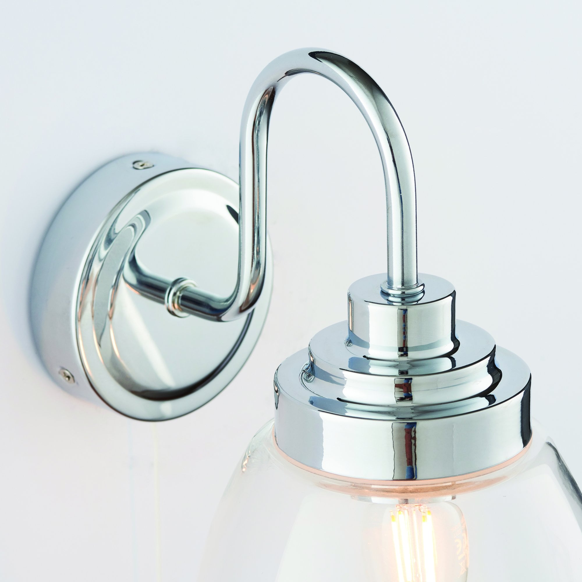 Endon Hampton Single Light Wall Light - Clear Glass & Chrome Plate