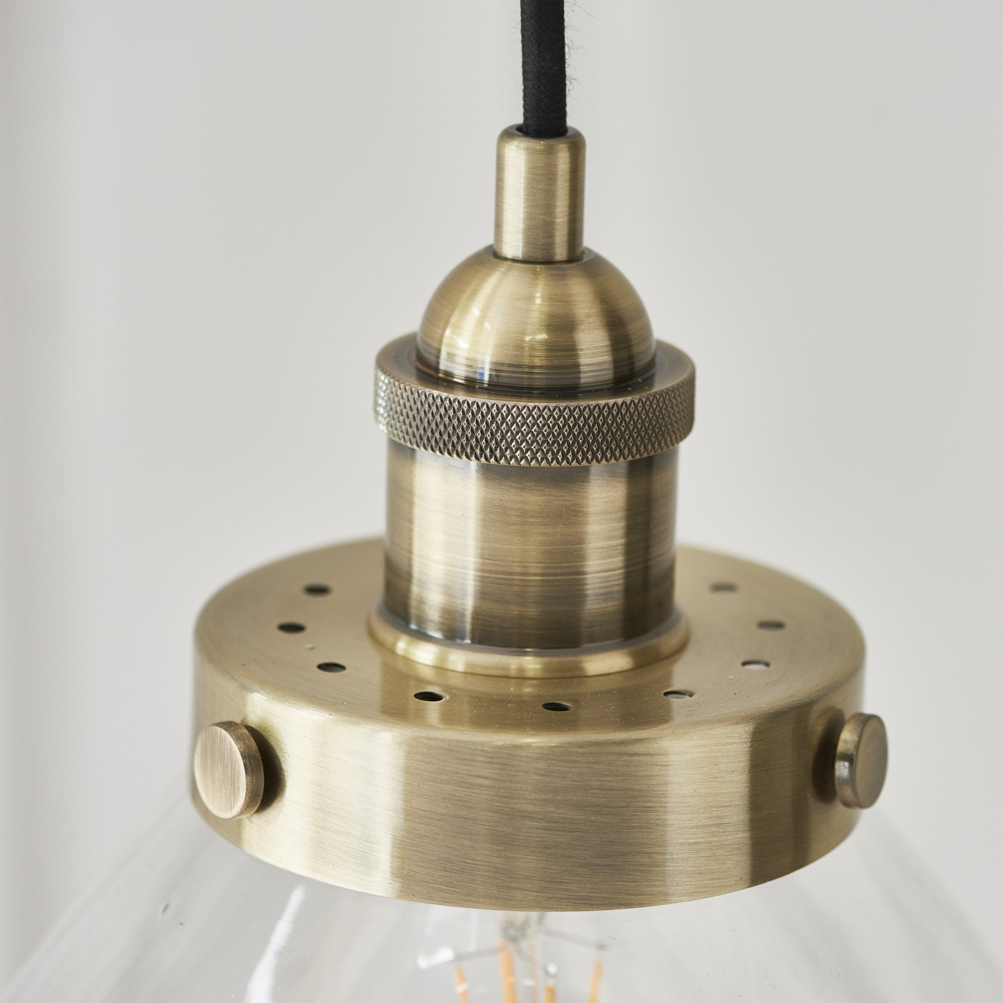 Endon Hansen Single Light Pendant - Antique Brass Plate & Clear Glass