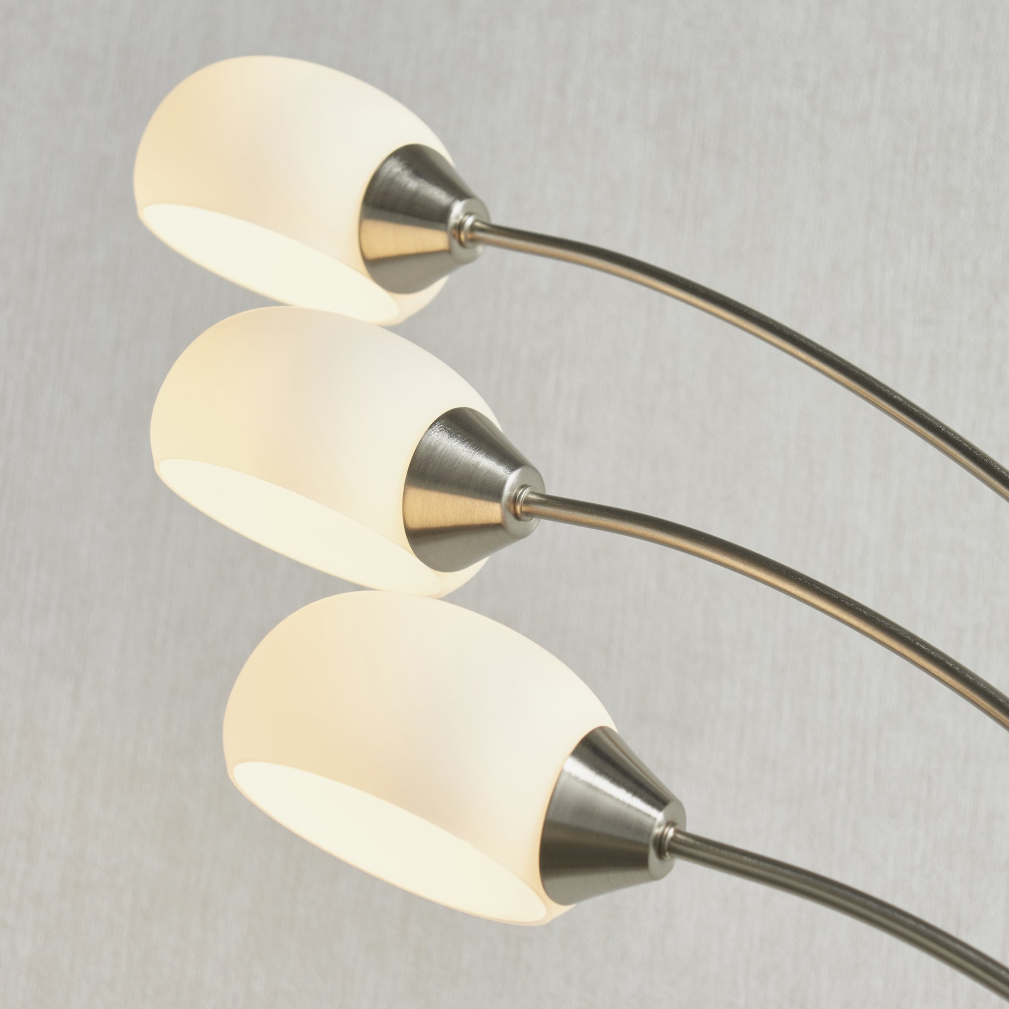 Endon Jaspa 3 Light Floor Lamp - Satin Nickel Plate & White Glass