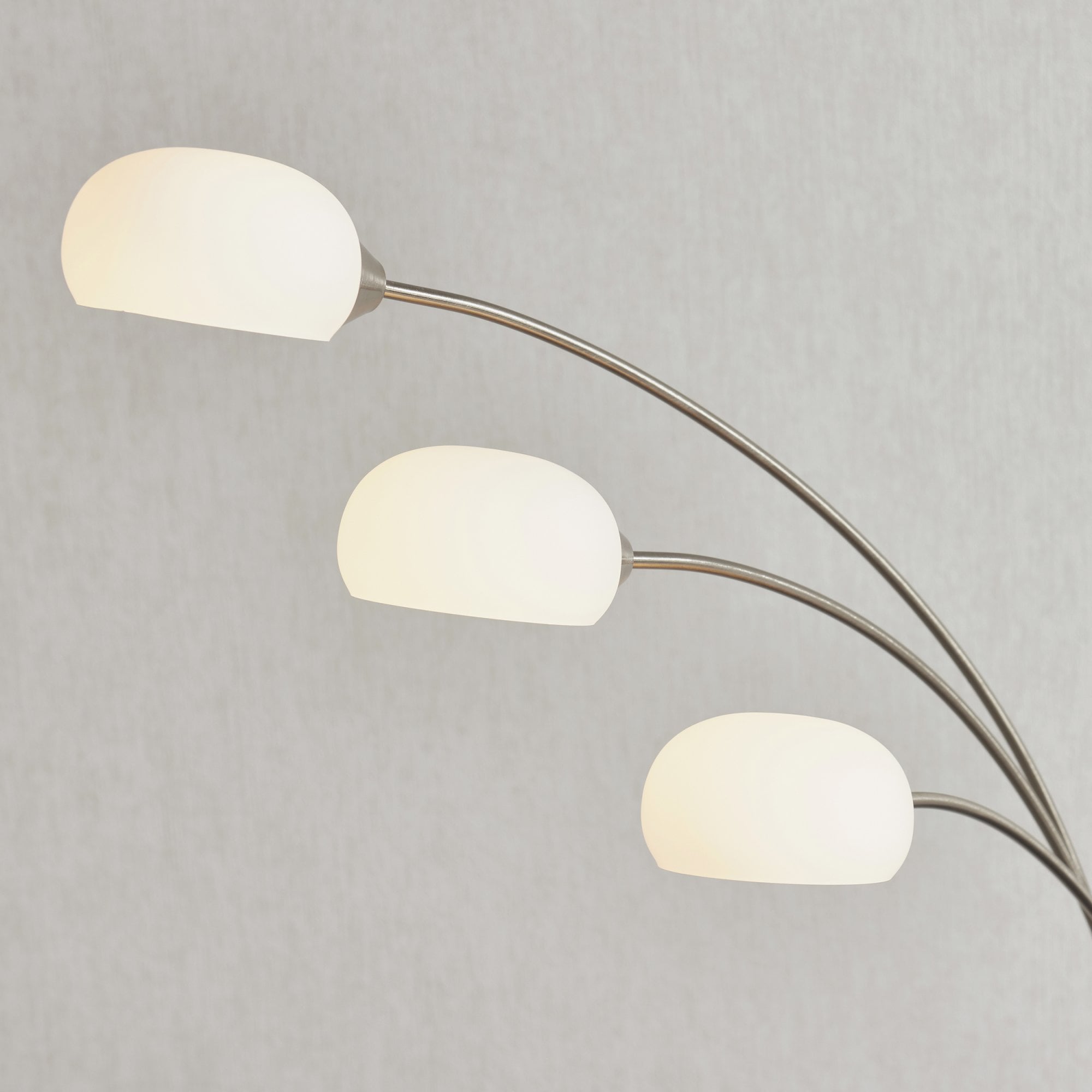 Endon Jaspa 3 Light Floor Lamp - Satin Nickel Plate & White Glass