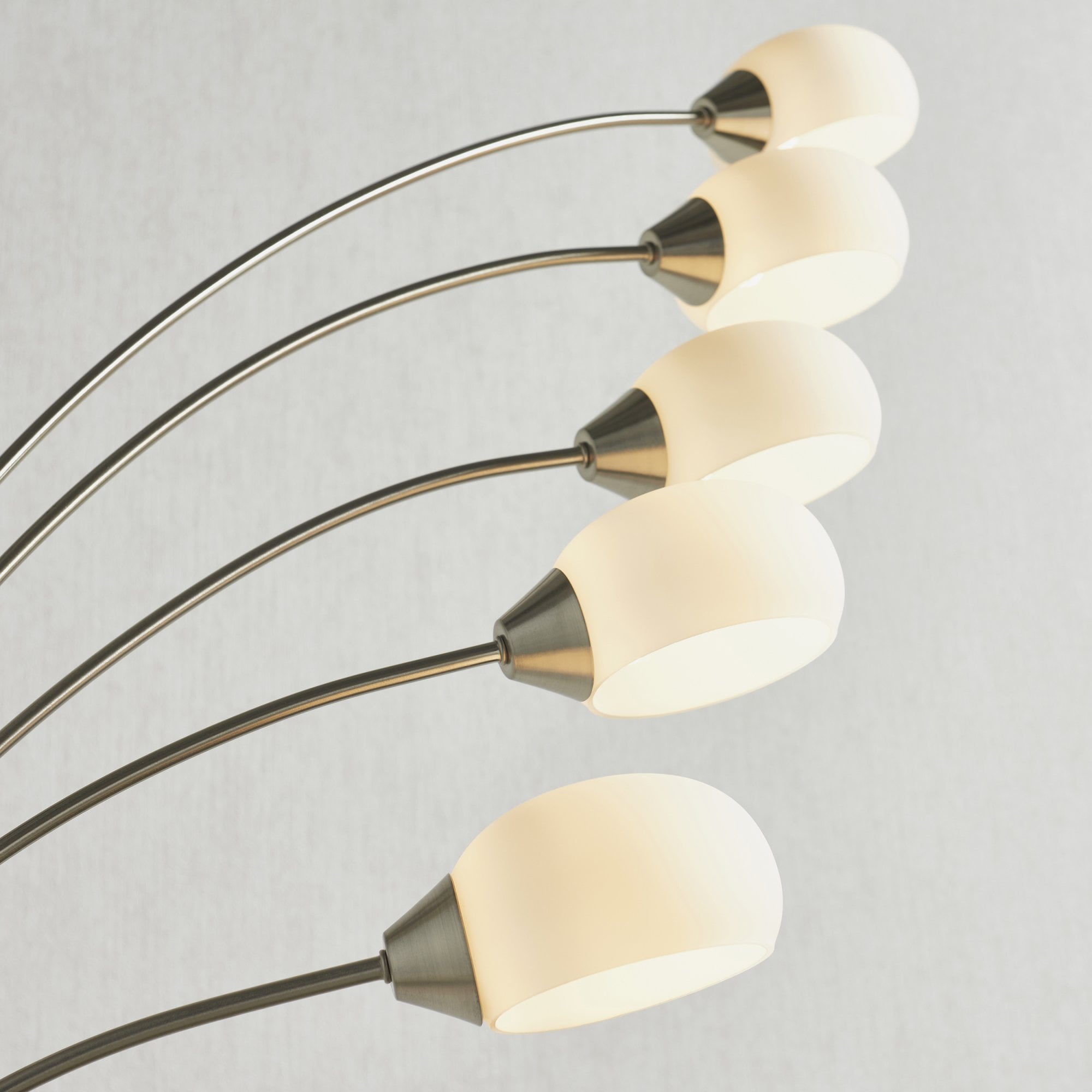 Endon Jaspa 5 Light Floor Lamp - Satin Nickel Plate & White Glass