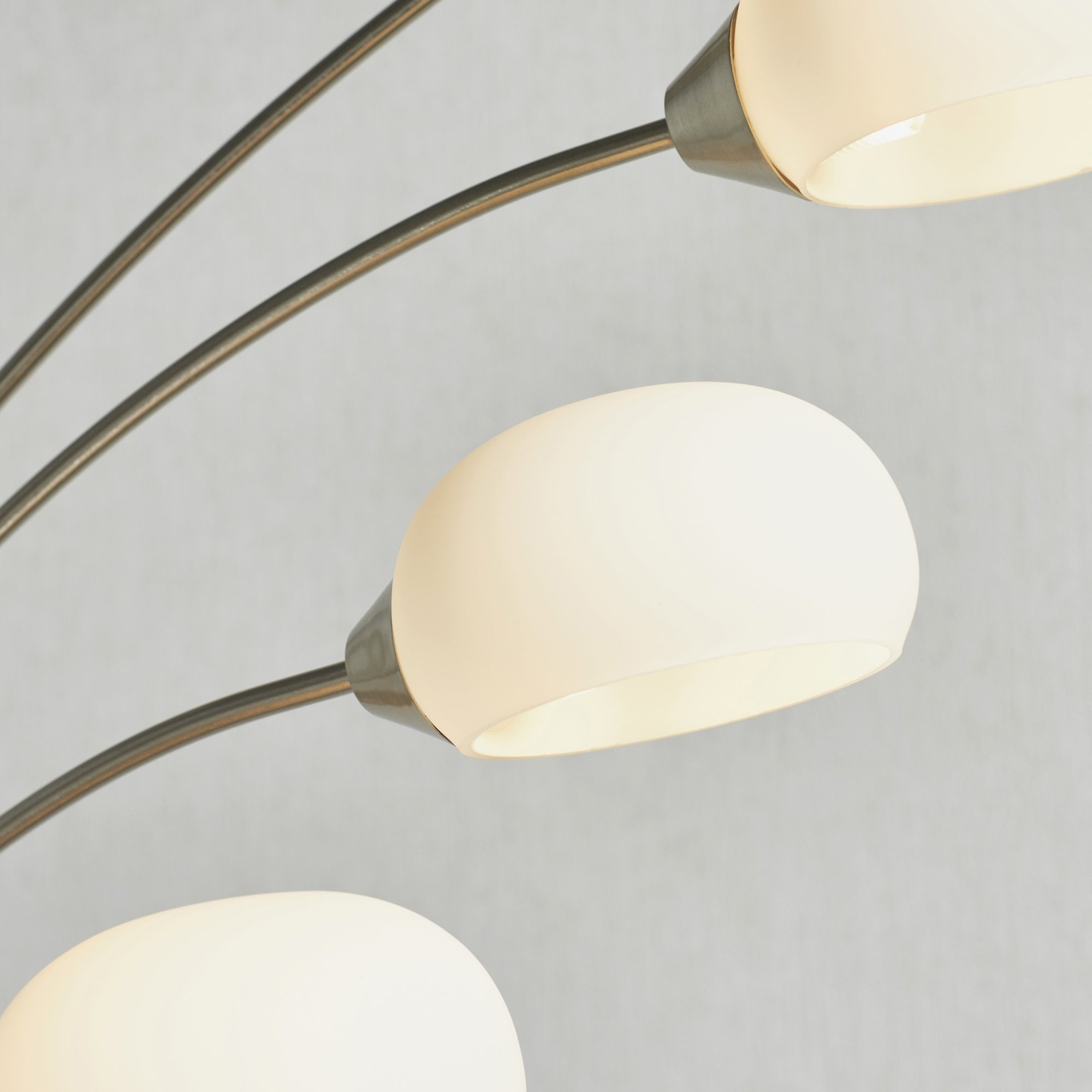 Endon Jaspa 5 Light Floor Lamp - Satin Nickel Plate & White Glass