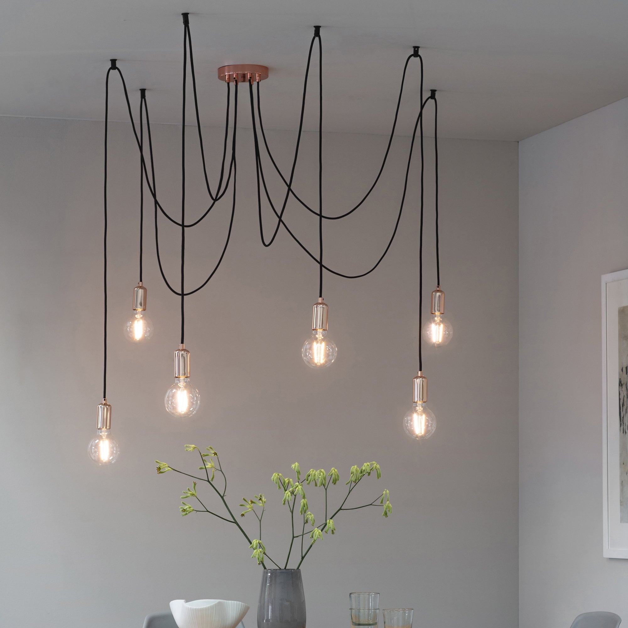 Endon Studio 6 Light Multi-Drop Pendant - Copper Plate