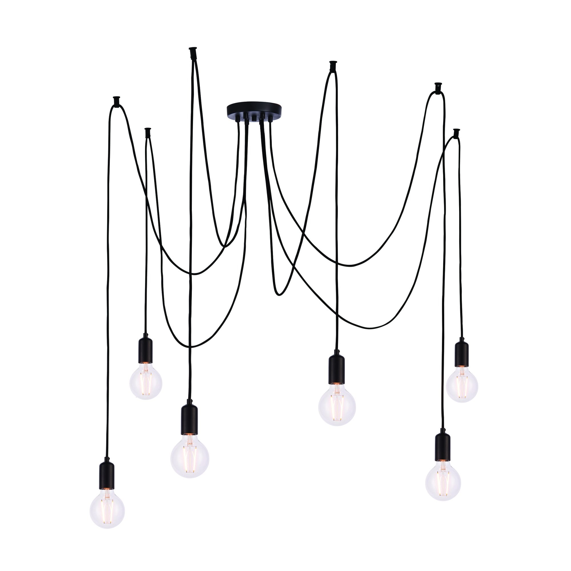 Endon Studio 6 Light Multi-Drop Pendant - Matt Black