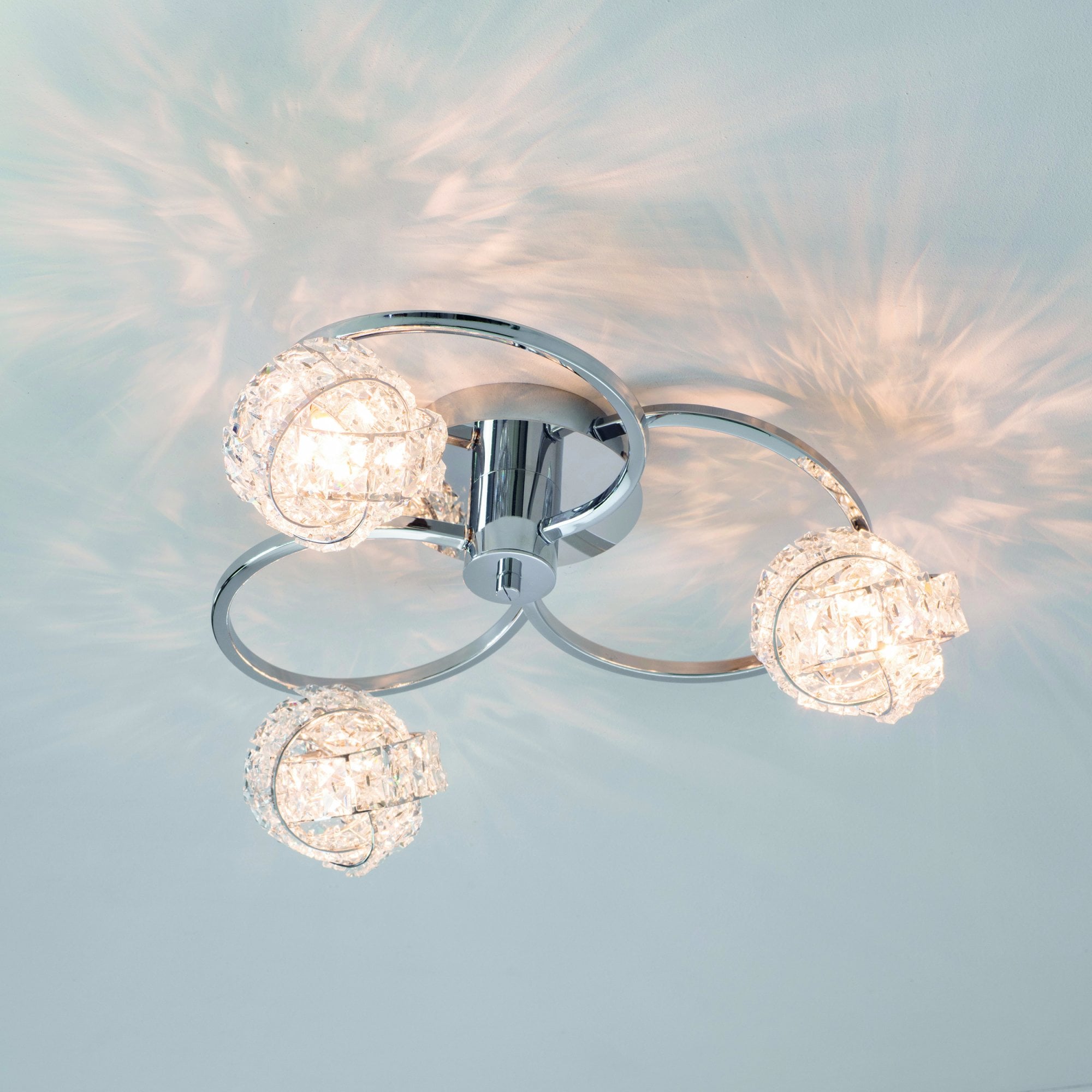Endon Talia 3 Light Semi Flush Fitting - Chrome Plate & Clear Crystal