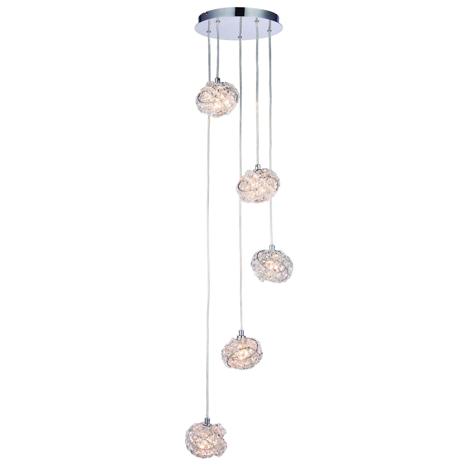 Endon Talia 5 Light Pendant - Chrome Plate & Clear Crystal