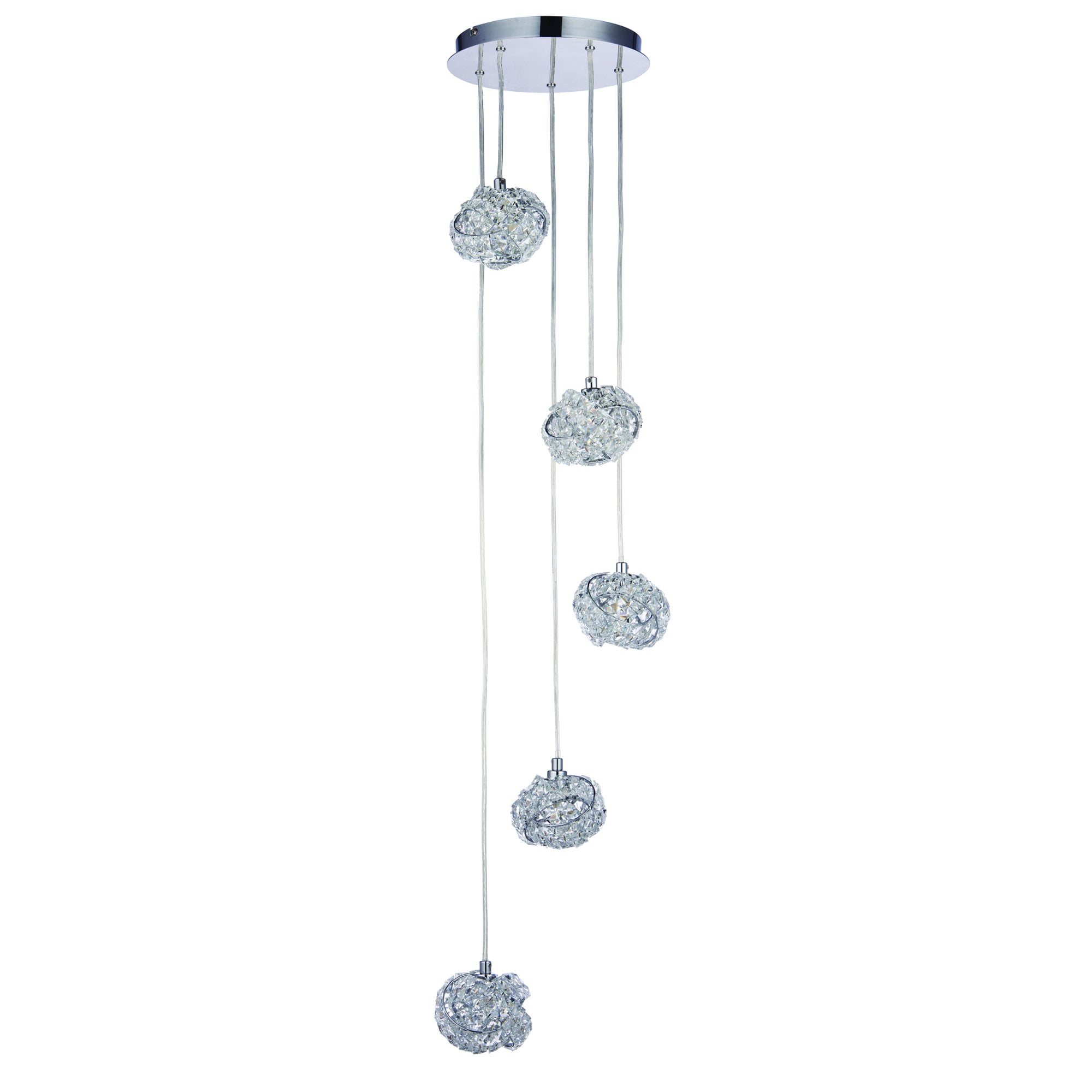 Endon Talia 5 Light Pendant - Chrome Plate & Clear Crystal