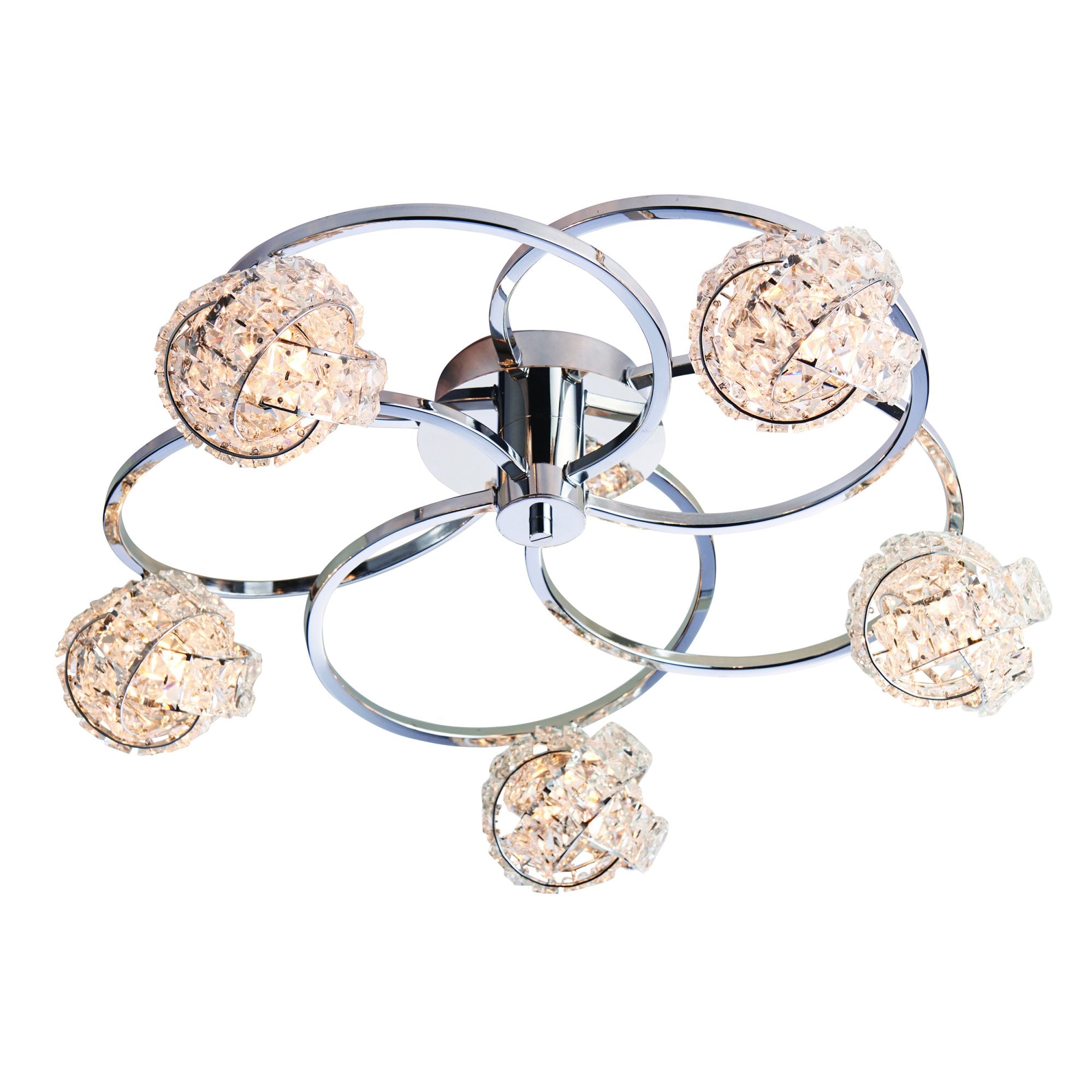 Endon Talia 5 Light Semi Flush Fitting - Chrome Plate & Clear Crystal