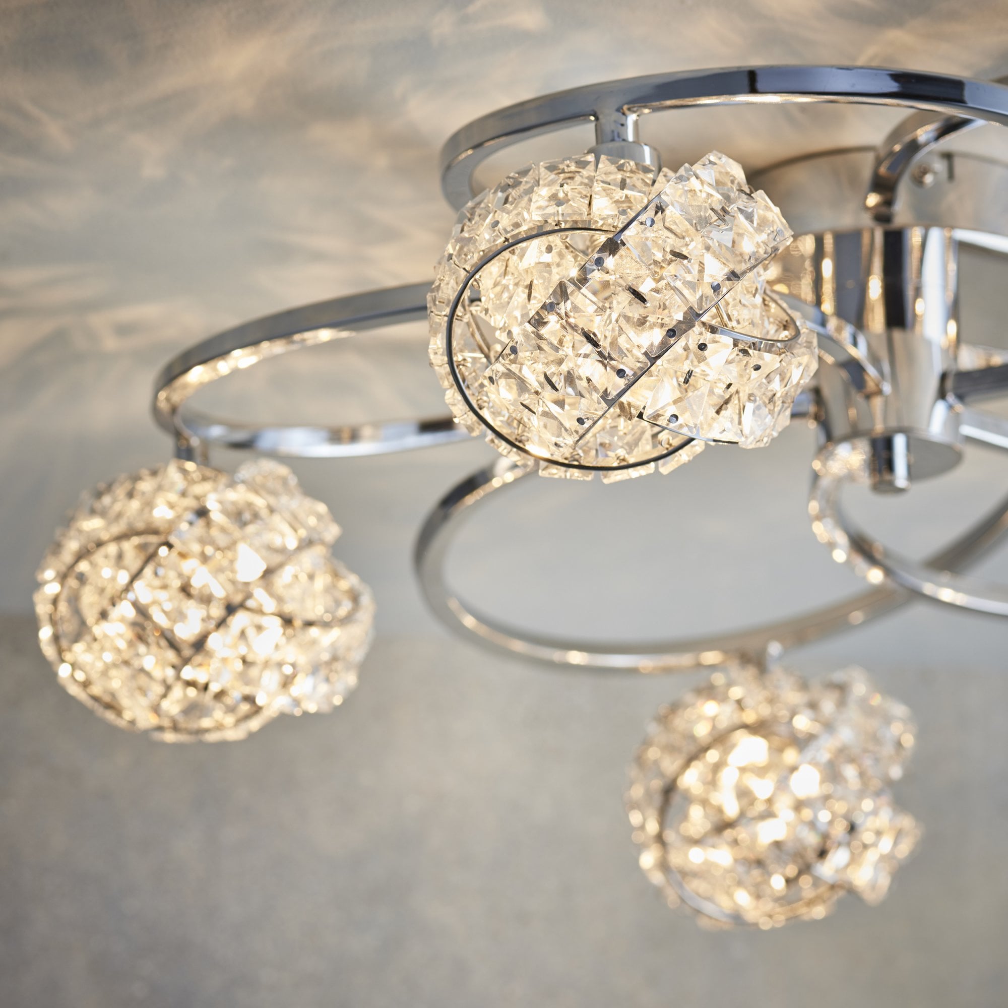 Endon Talia 5 Light Semi Flush Fitting - Chrome Plate & Clear Crystal