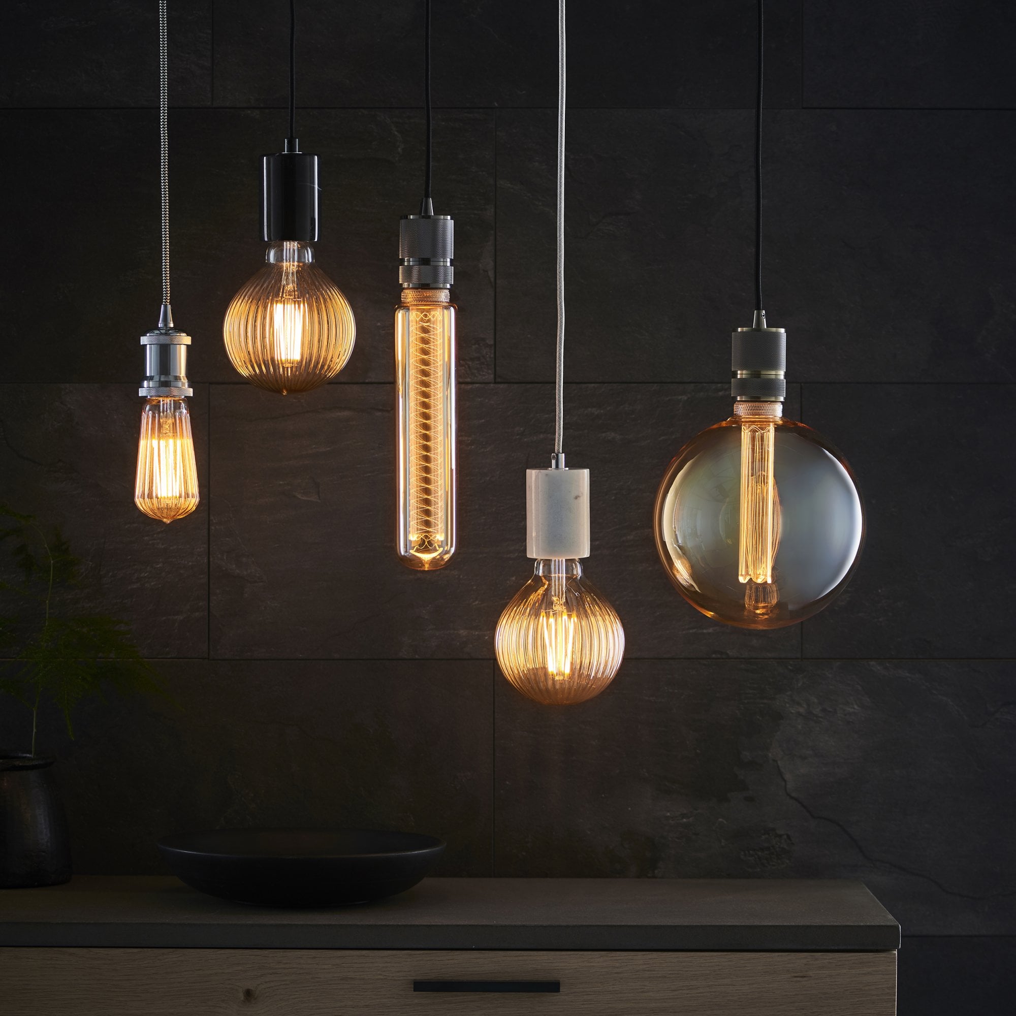 Endon Urban Single Light Pendant - Black Chrome Plate