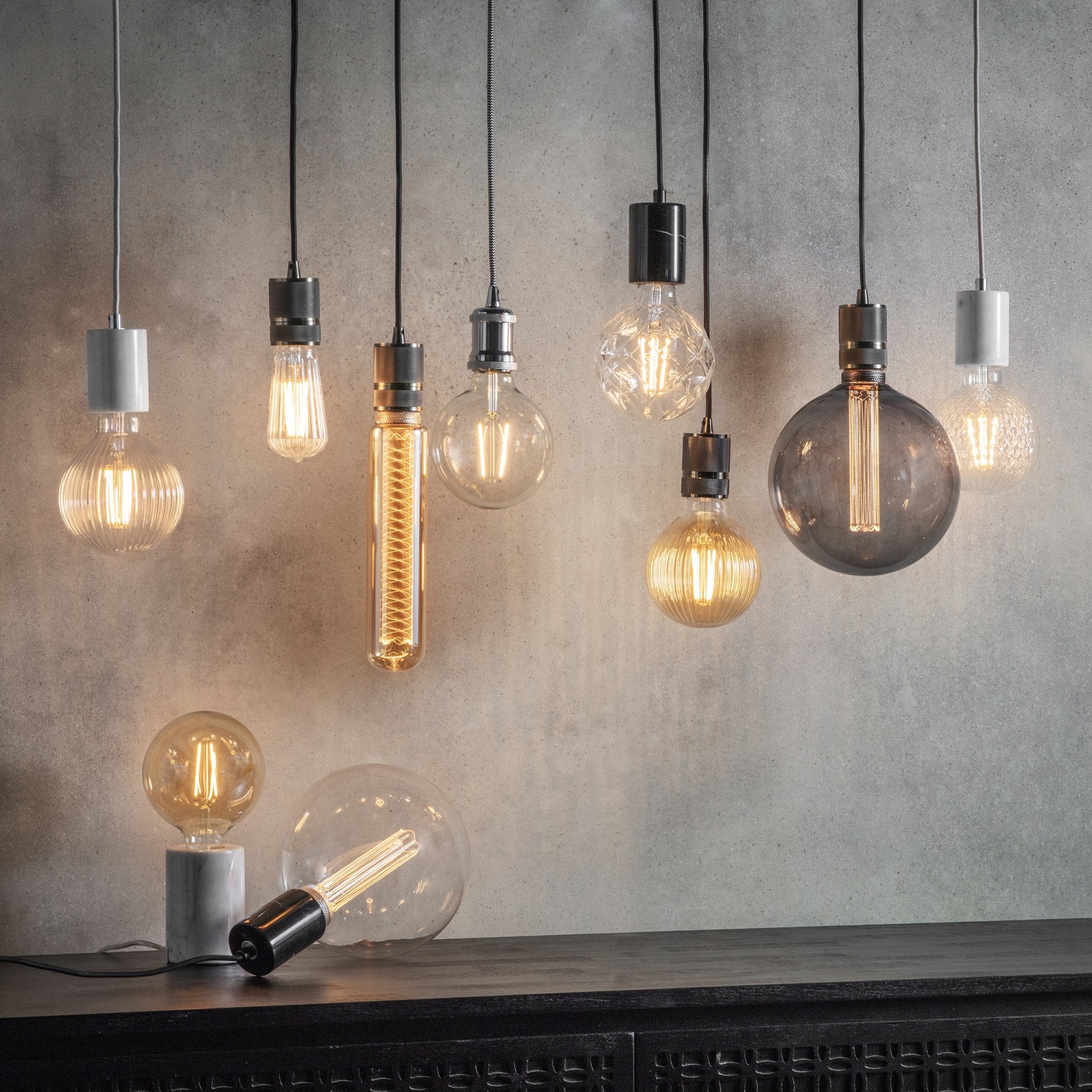 Endon Urban Single Light Pendant - Black Chrome Plate