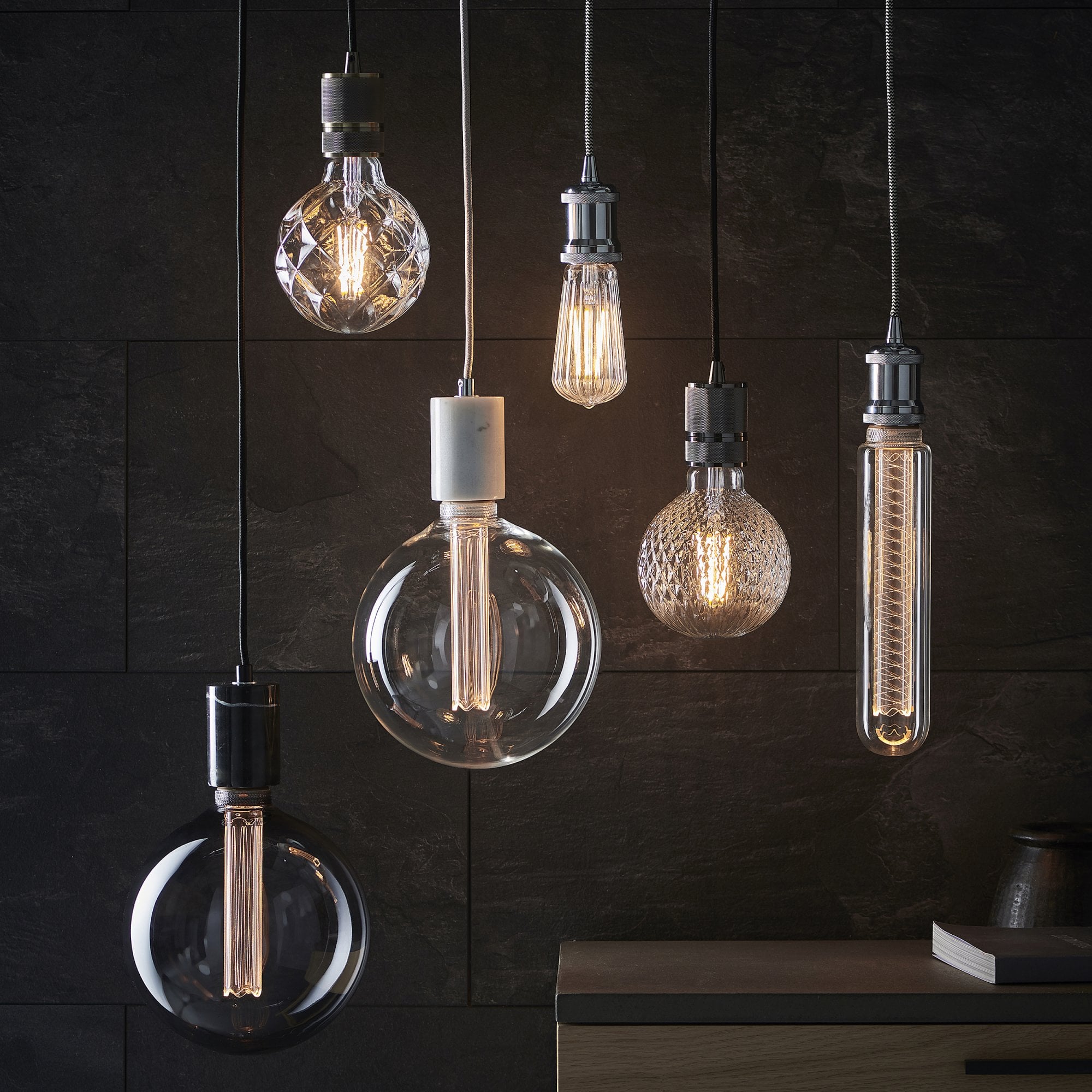 Endon Urban Single Light Pendant - Black Chrome Plate