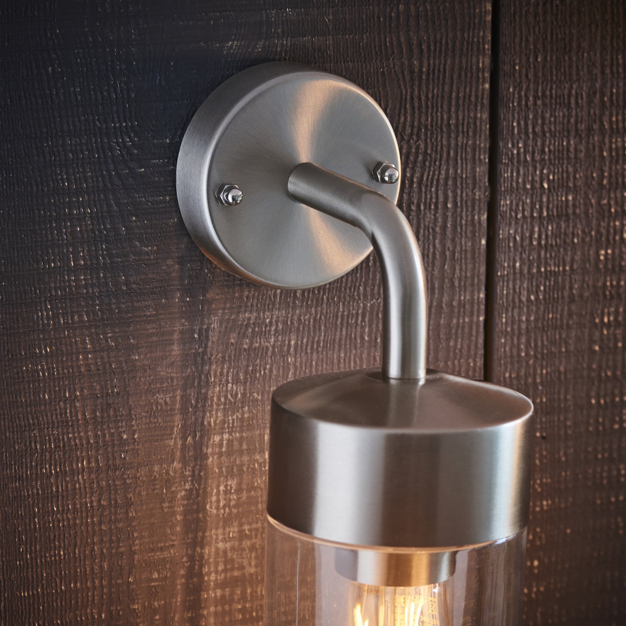 Endon North Single Light Wall Light - Brushed Stainless Steel & Clear Glass