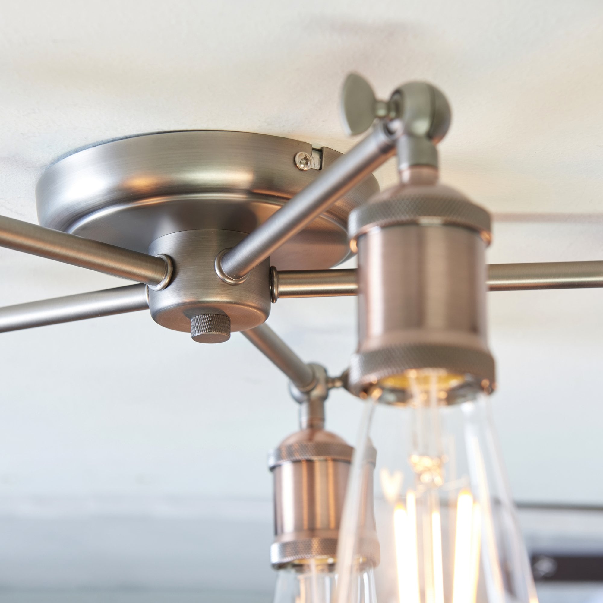 Endon Hal 5 Light Semi Flush Fitting - Aged Pewter & Aged Copper Plate