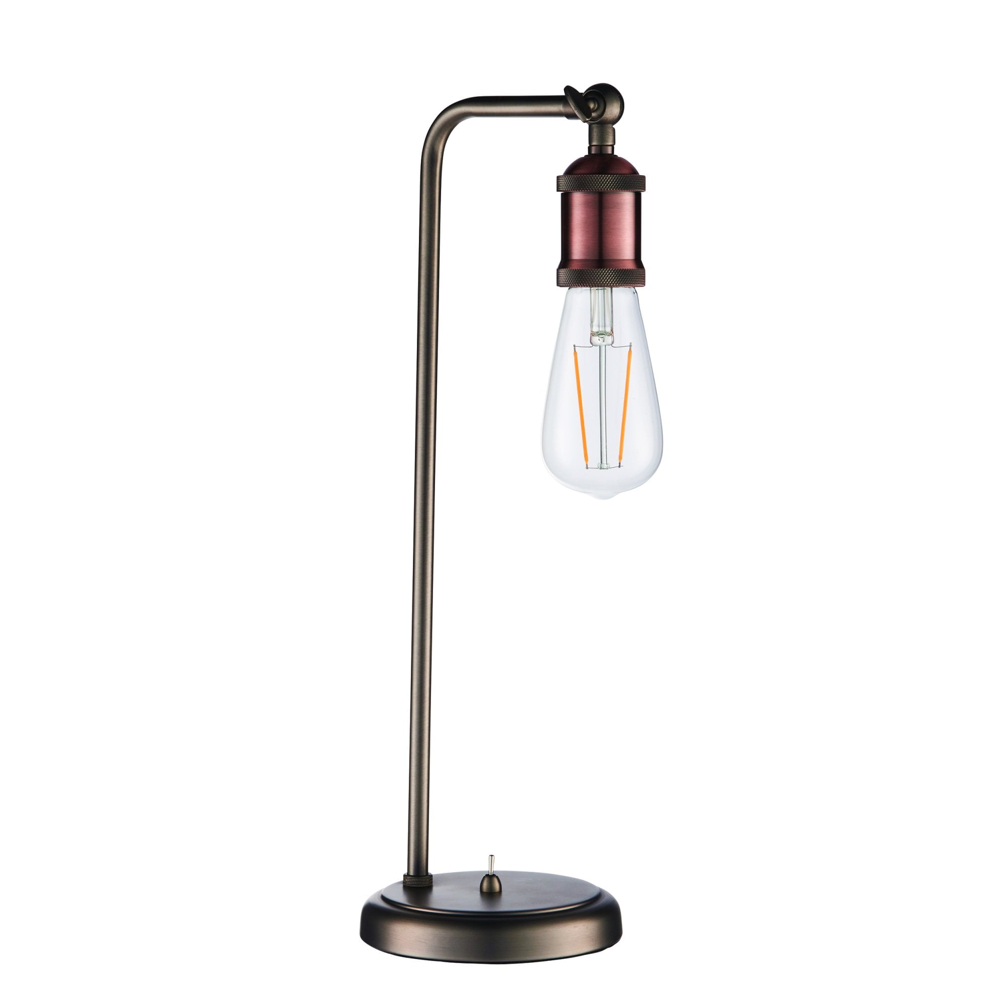 Endon Hal Single Light Arm Table Lamp - Aged Pewter & Aged Copper Plate