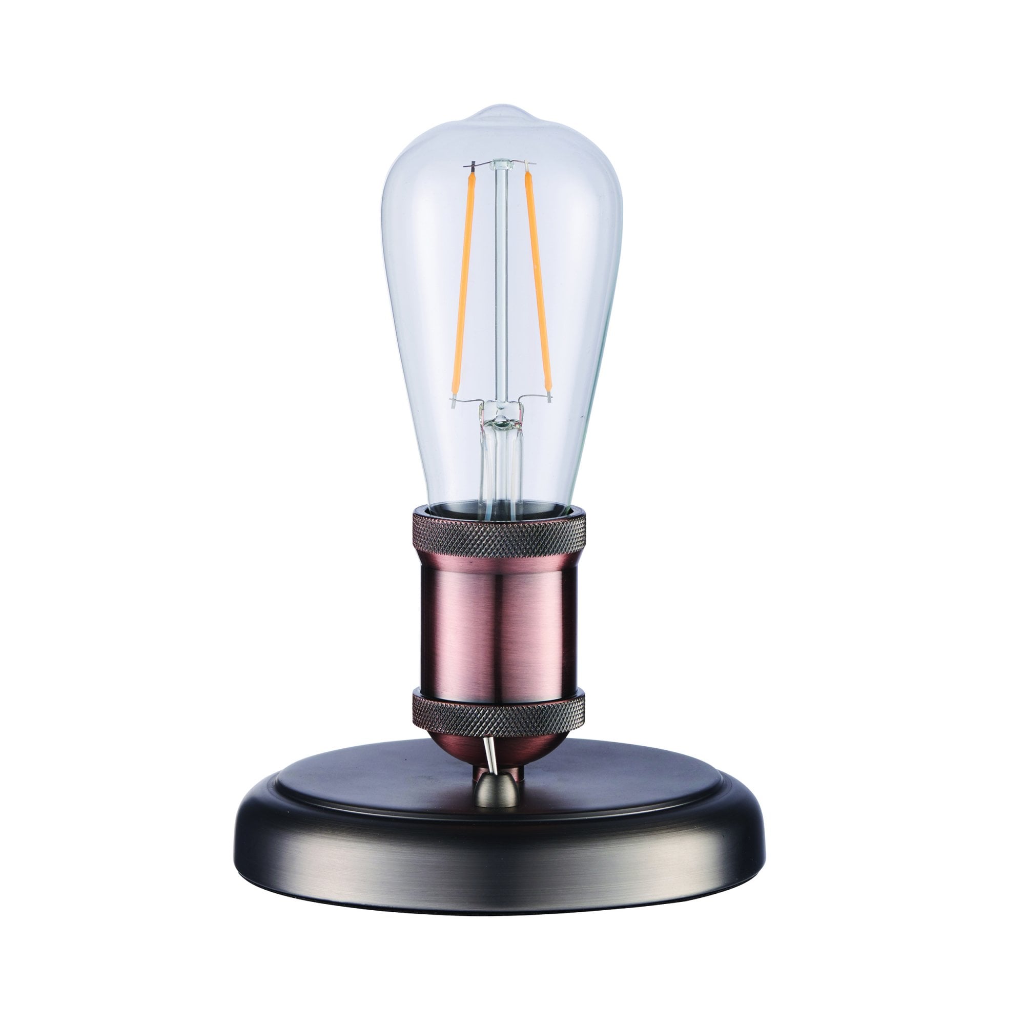 Endon Hal Single Light Table Lamp - Aged Pewter & Aged Copper Plate