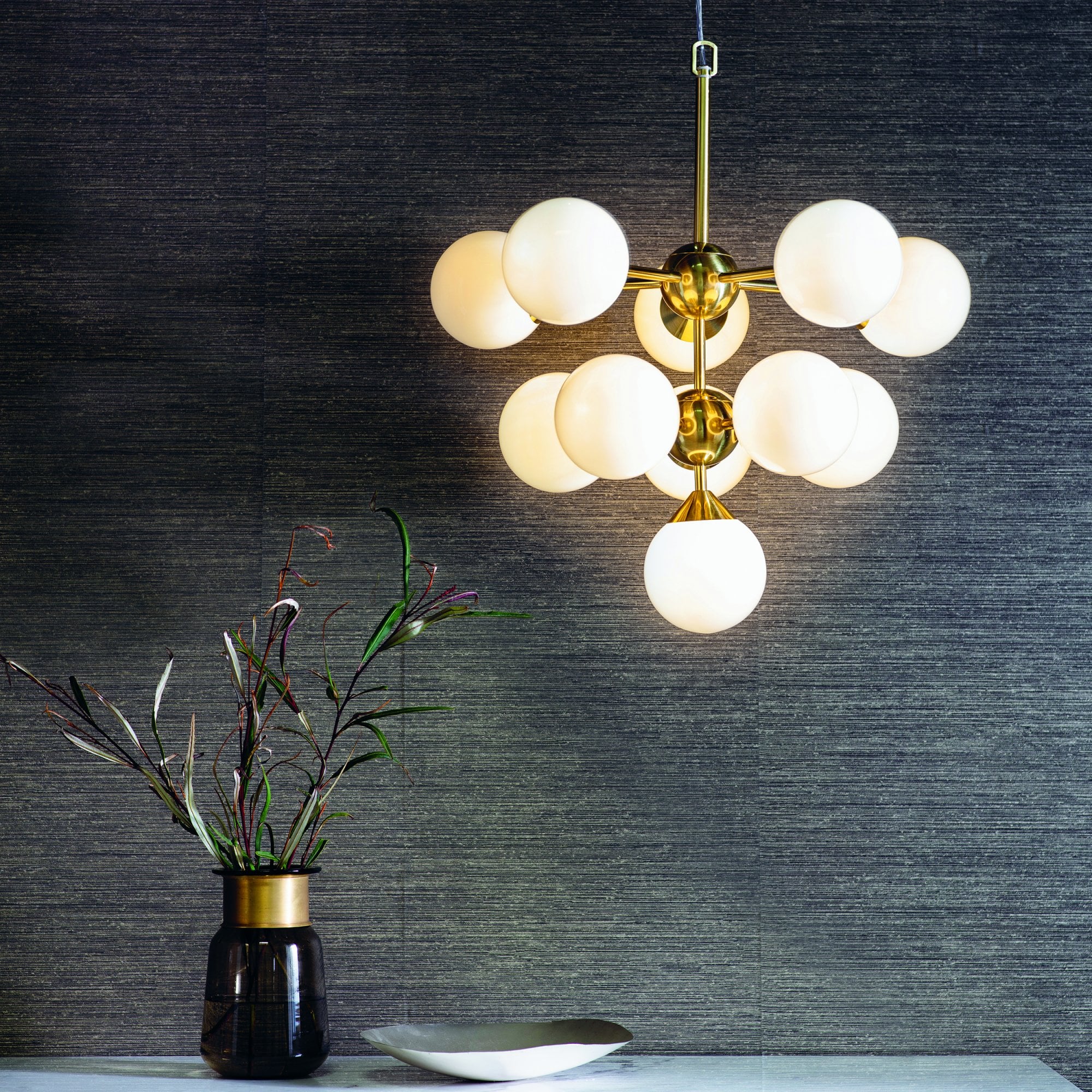 Endon Oscar 11 Light Pendant - Brushed Brass