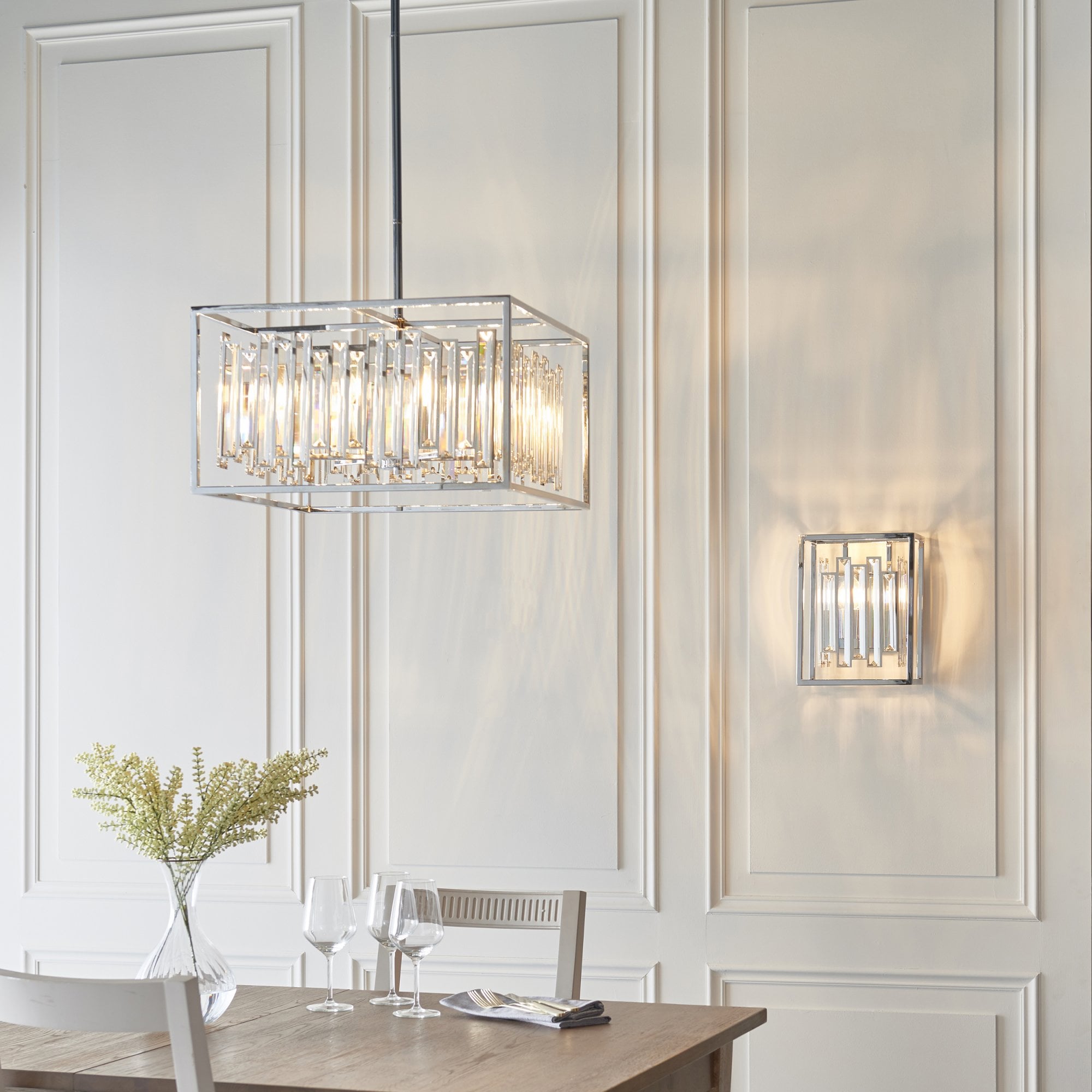 Endon Acadia 6 Light Pendant - Clear Crystal & Chrome Plate