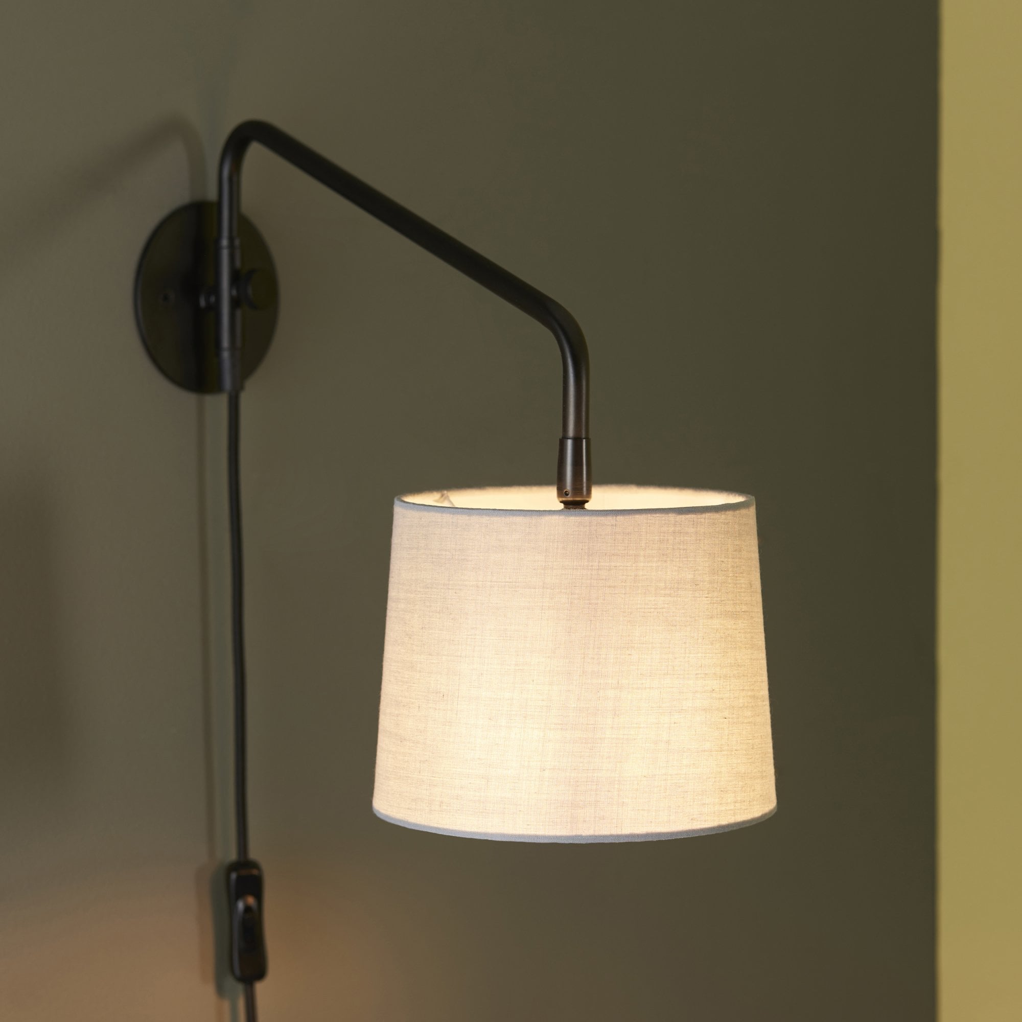 Endon Carlson Single Light Wall Light Small - Matt Black & Light Grey & Silver Fabric