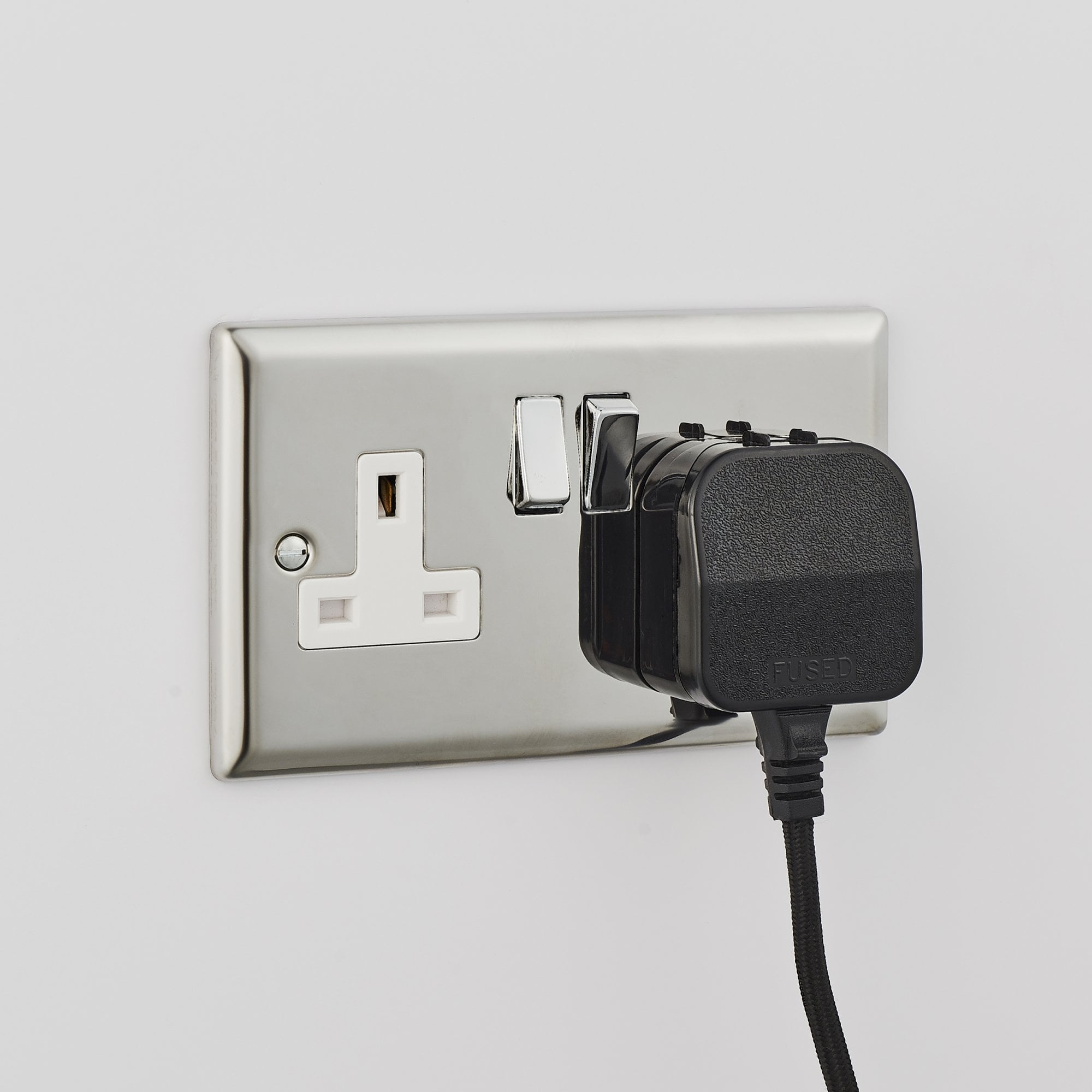 Endon Carlson Single Light Wall Light Small - Matt Black & Light Grey & Silver Fabric