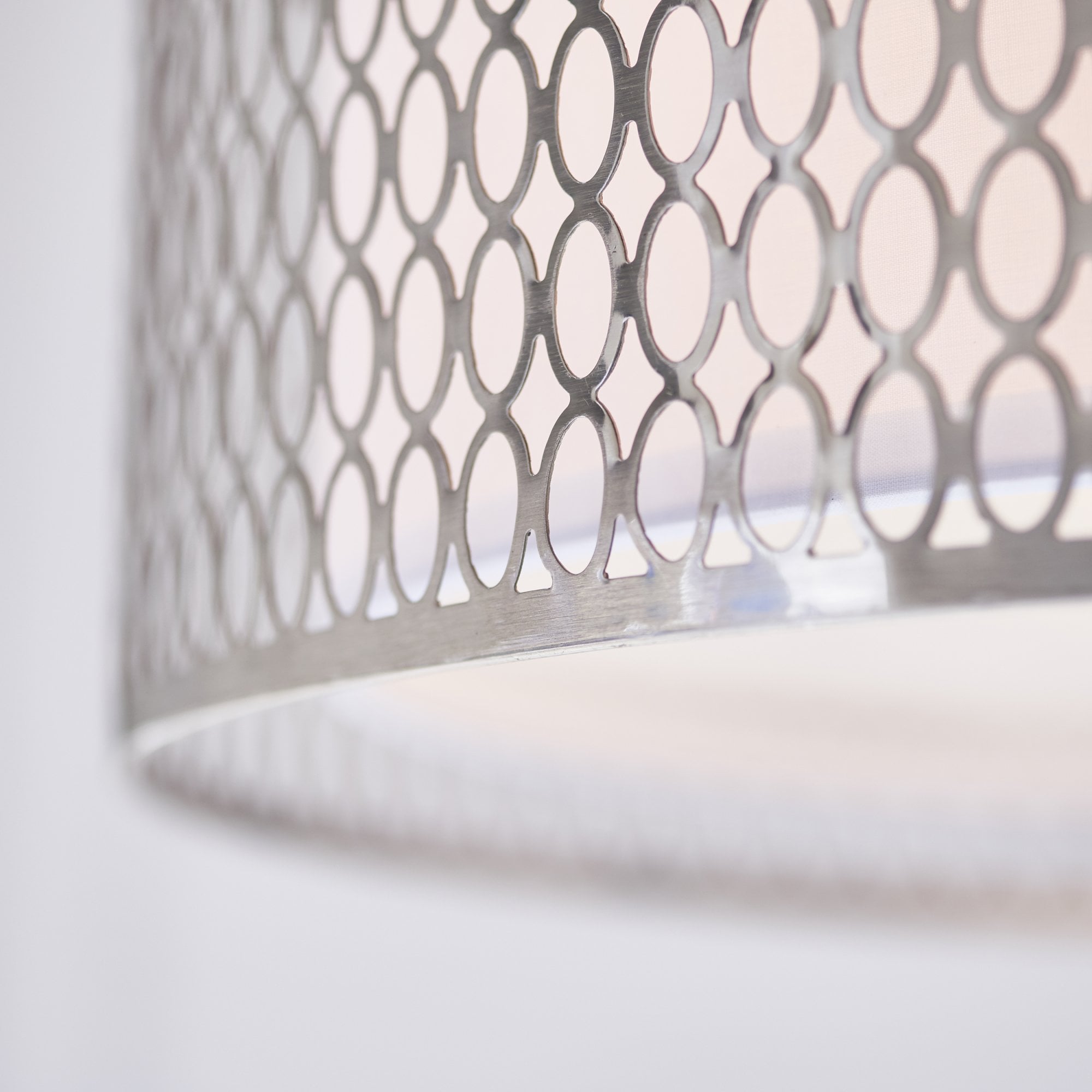 Endon Cordero 3 Light Pendant - Satin Nickel Plate & White Fabric