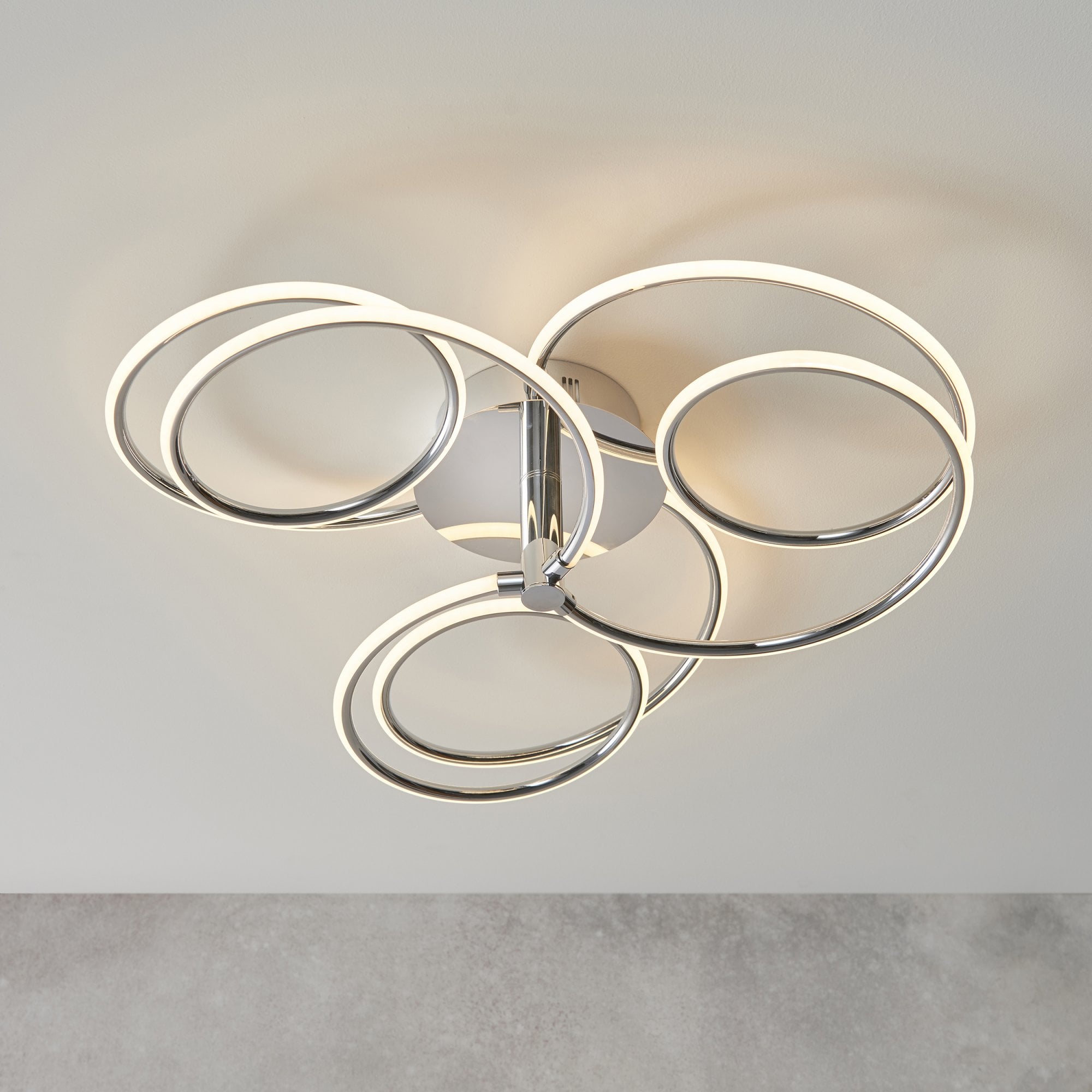 Endon Eterne 3 Light Semi Flush Fitting - Chrome Plate & White Silicone