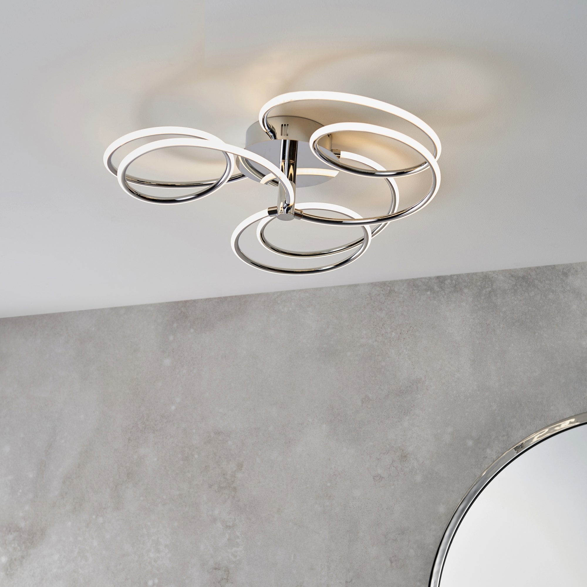 Endon Eterne 3 Light Semi Flush Fitting - Chrome Plate & White Silicone