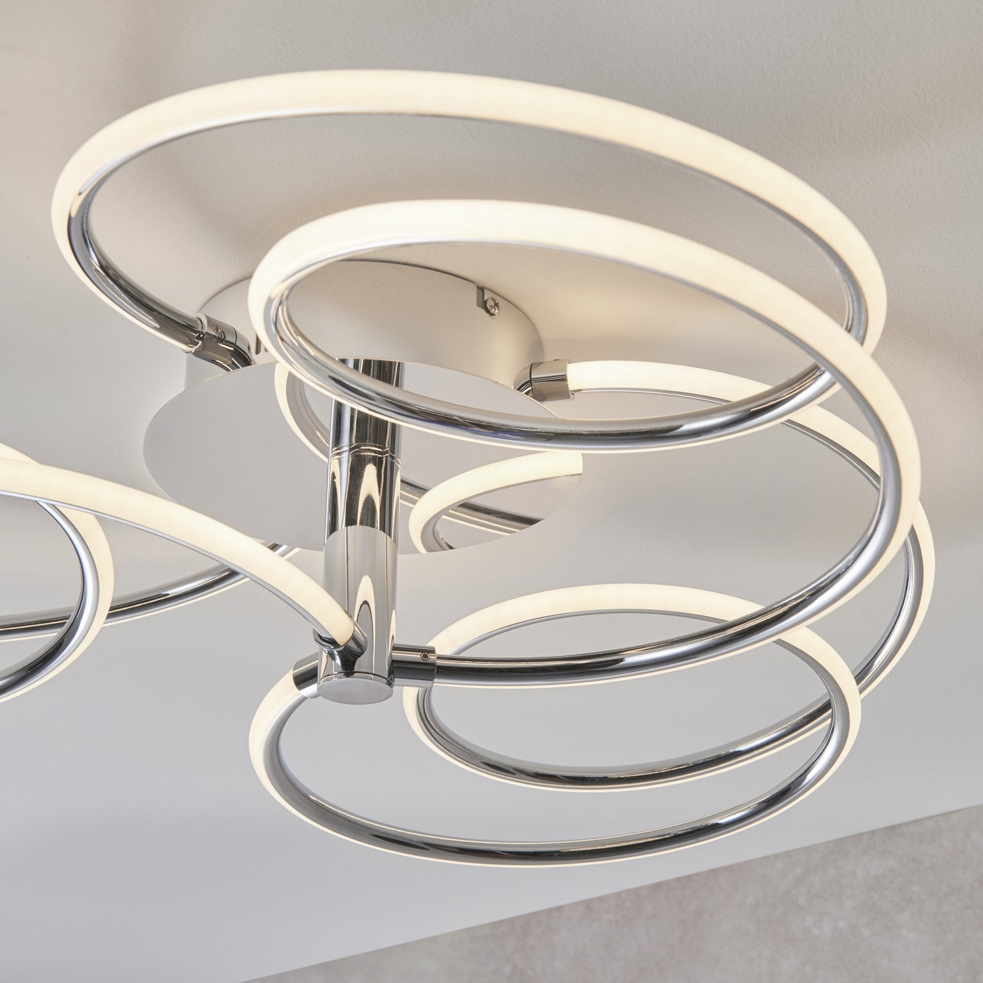 Endon Eterne 3 Light Semi Flush Fitting - Chrome Plate & White Silicone