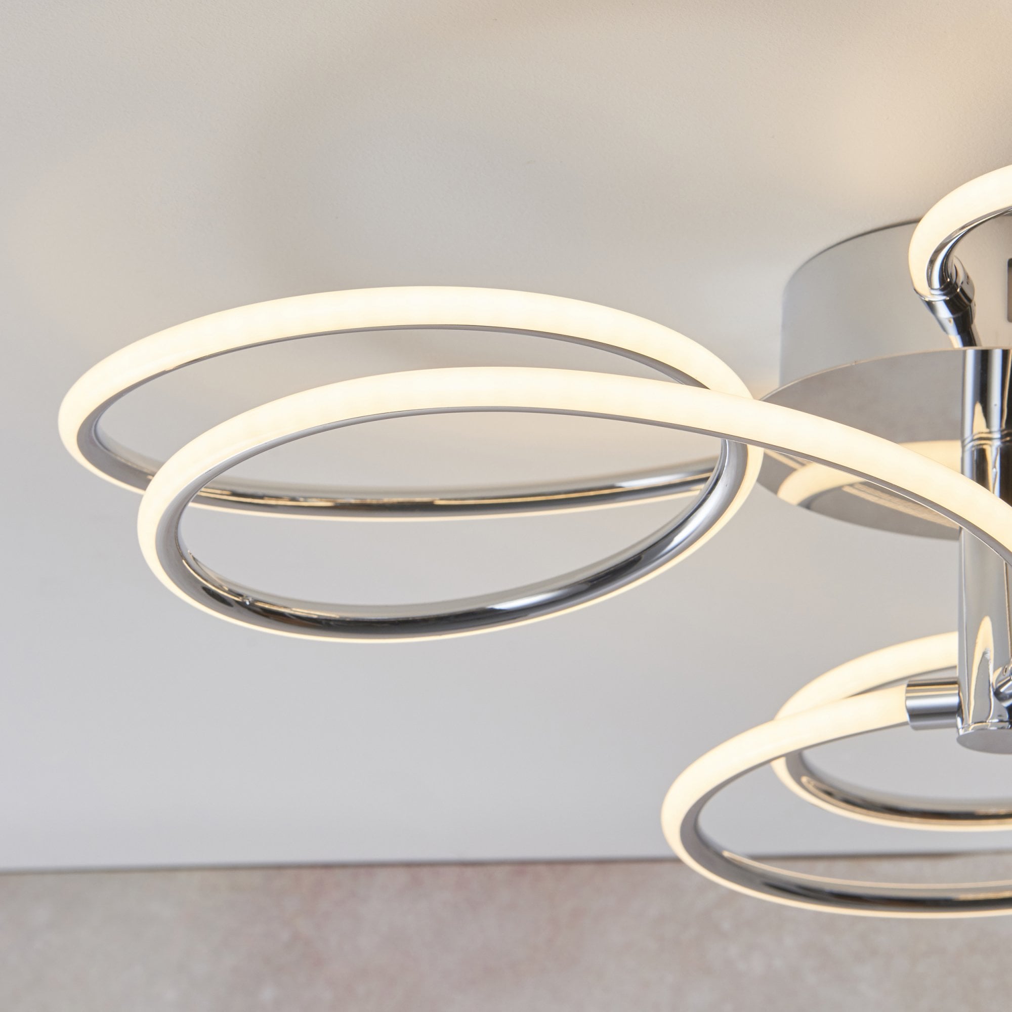 Endon Eterne 3 Light Semi Flush Fitting - Chrome Plate & White Silicone