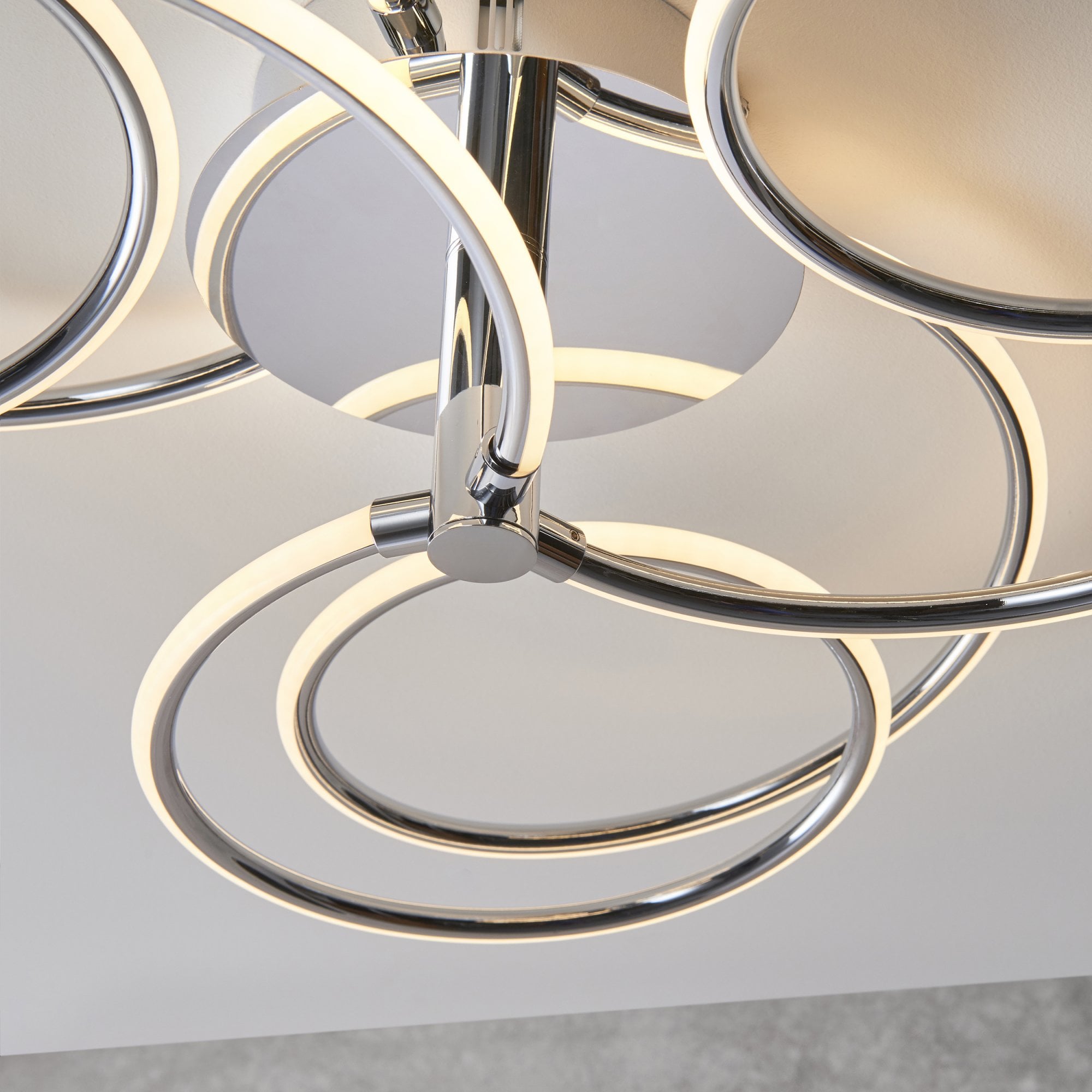 Endon Eterne 3 Light Semi Flush Fitting - Chrome Plate & White Silicone