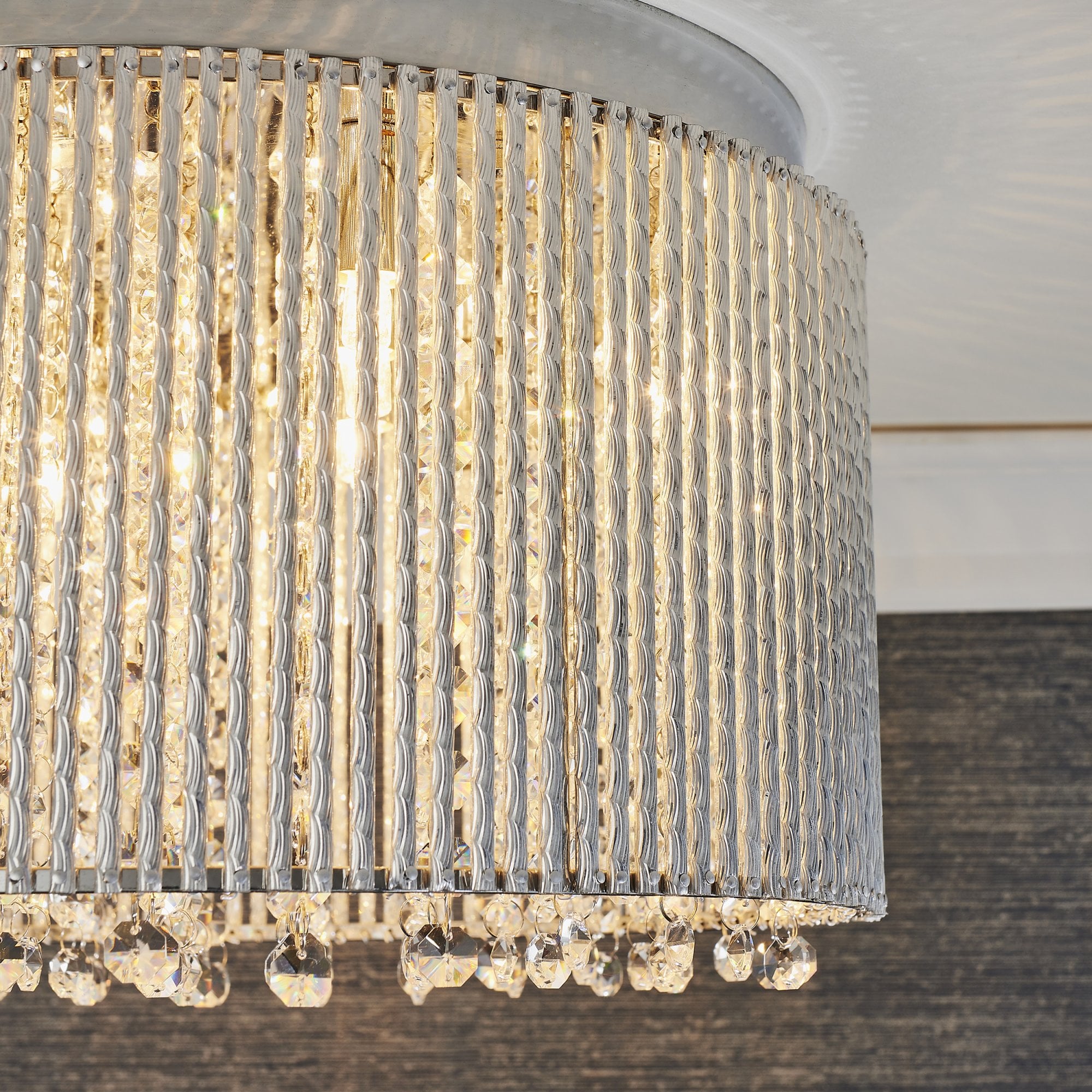 Endon Galina 10 Light Flush Fitting - Chrome Plate & Clear Crystal