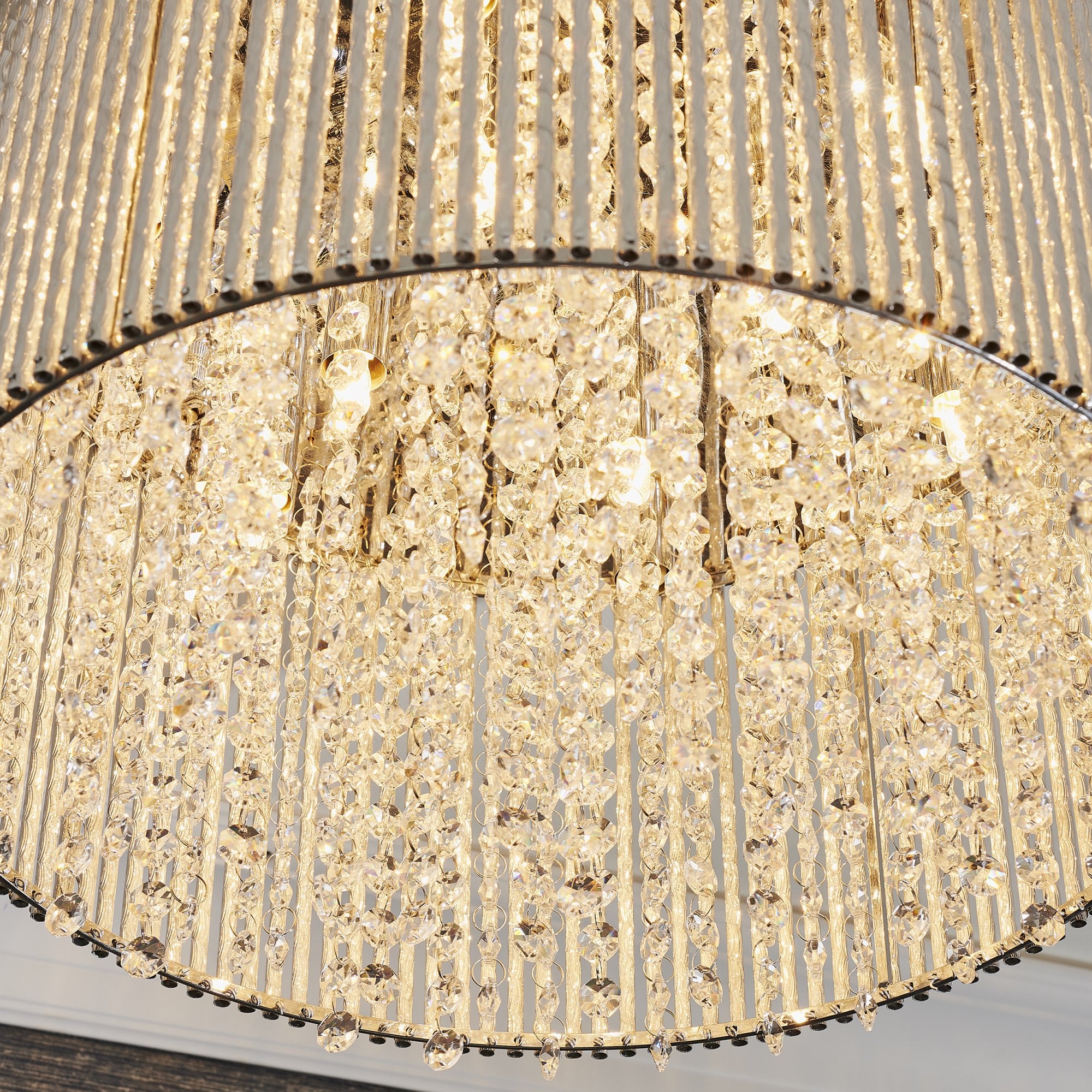 Endon Galina 10 Light Flush Fitting - Chrome Plate & Clear Crystal