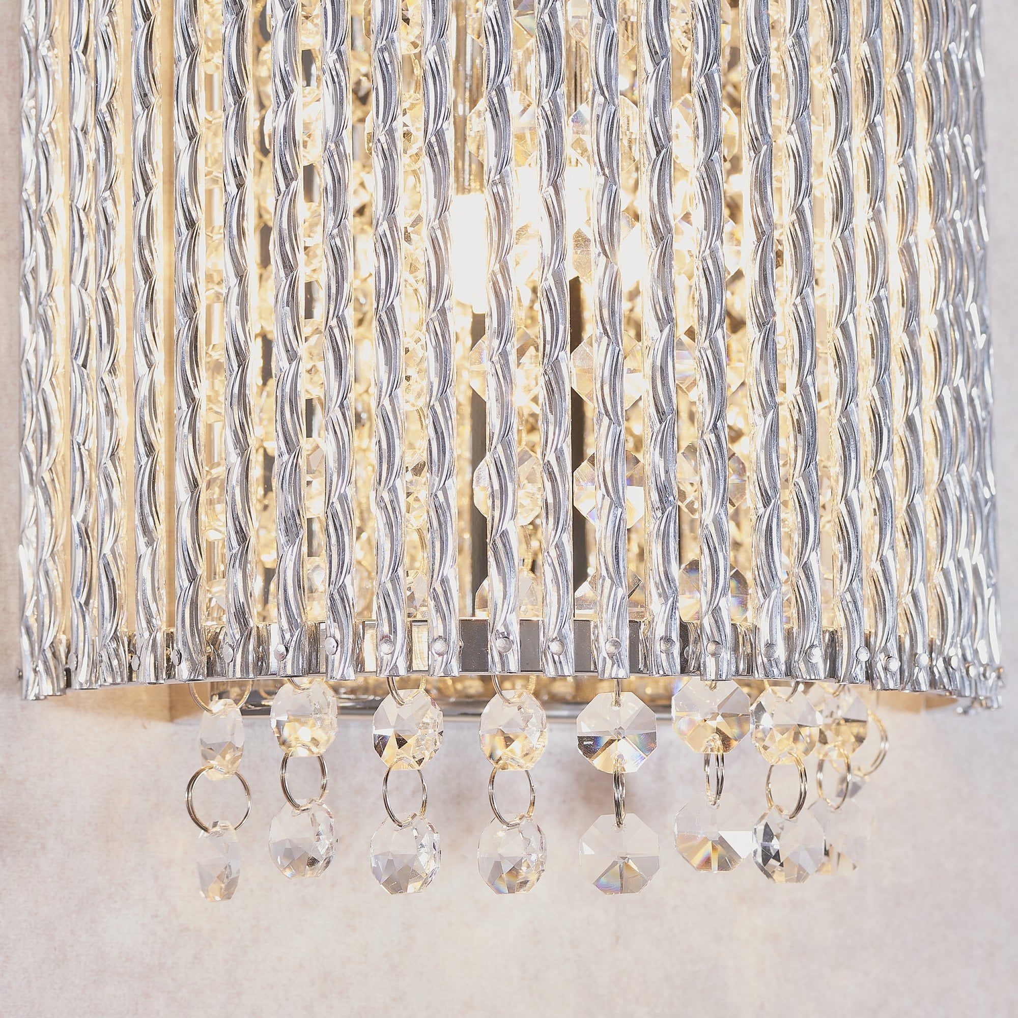 Endon Galina 2 Light Wall Light - Chrome Plate & Clear Crystal