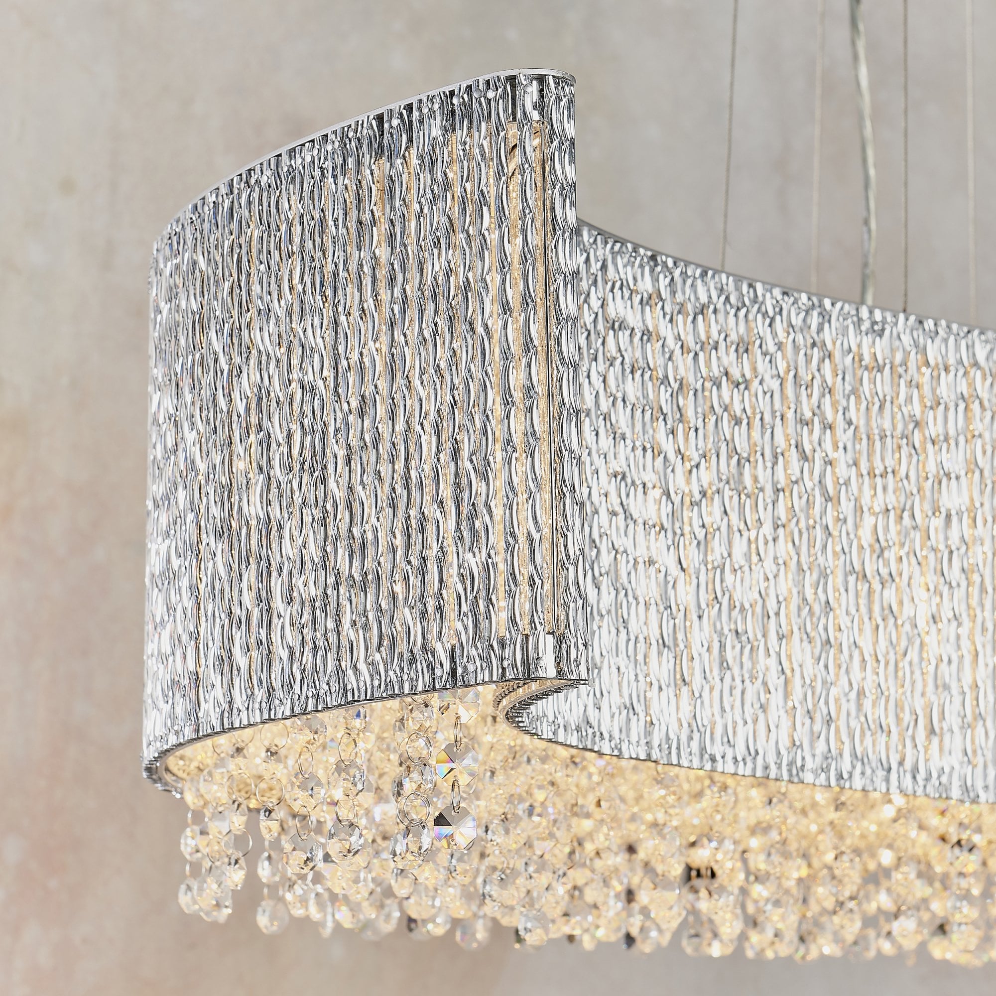 Endon Galina Linear 8 Light Pendant - Chrome Plate & Clear Crystal