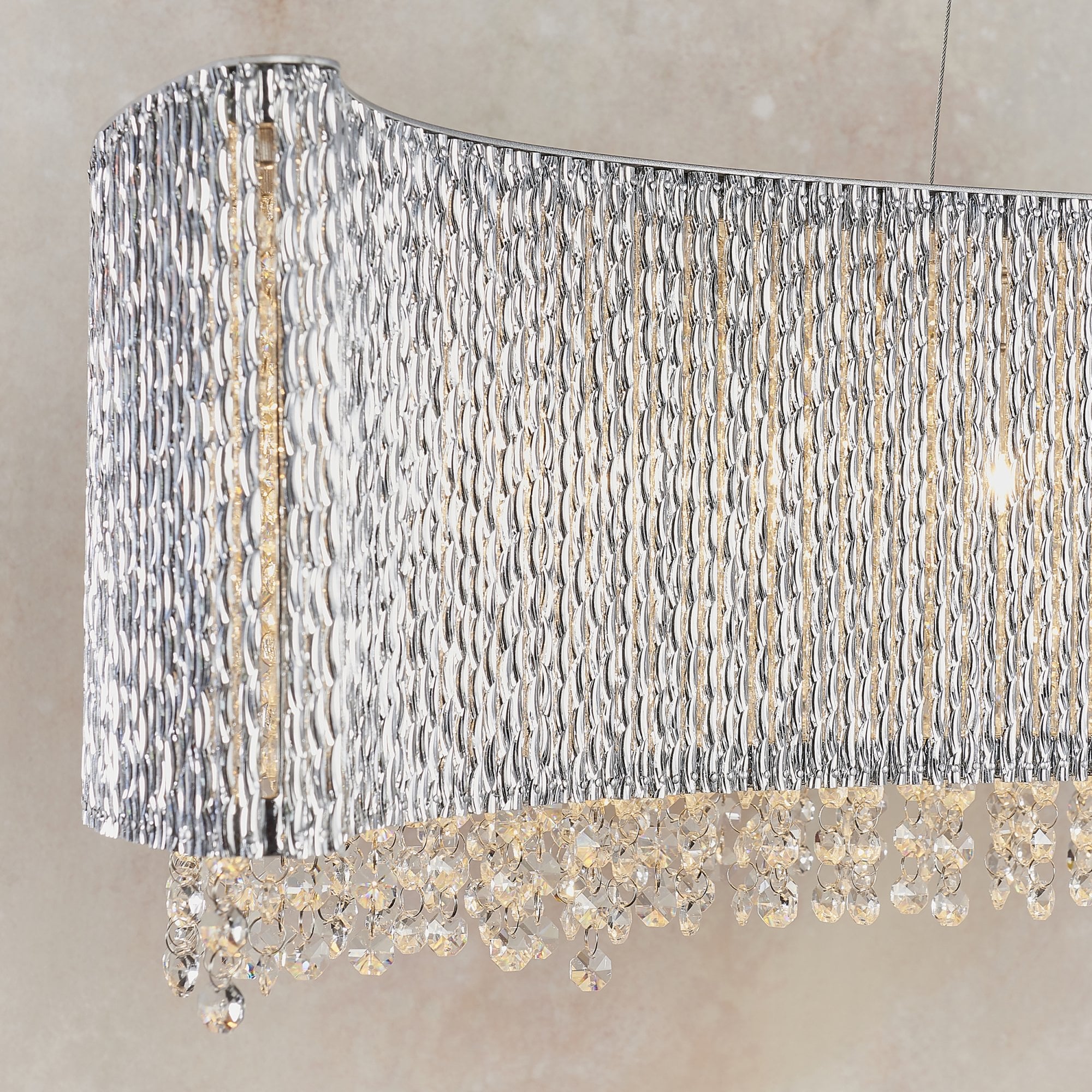 Endon Galina Linear 8 Light Pendant - Chrome Plate & Clear Crystal