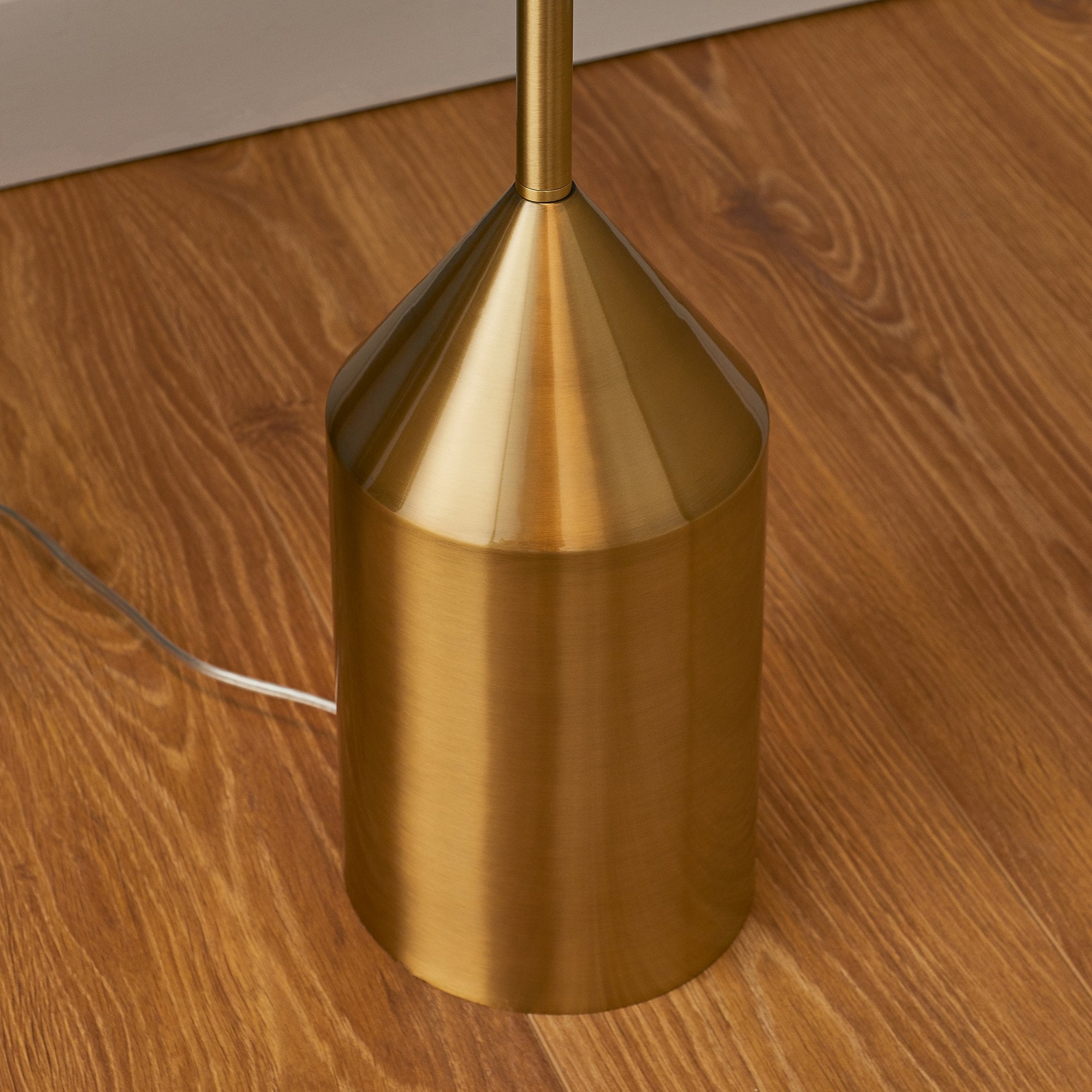 Endon Nova Single Light Floor Lamp - Antique Brass Plate & Gloss White
